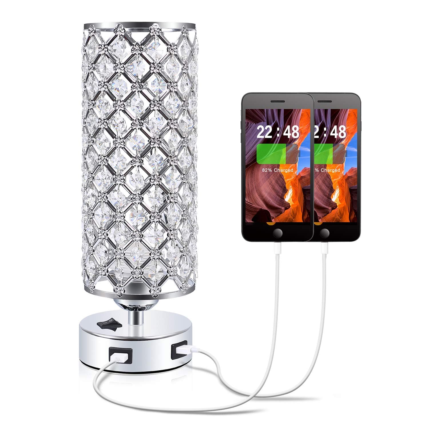 Sliver crystal lamp with 2 usb port