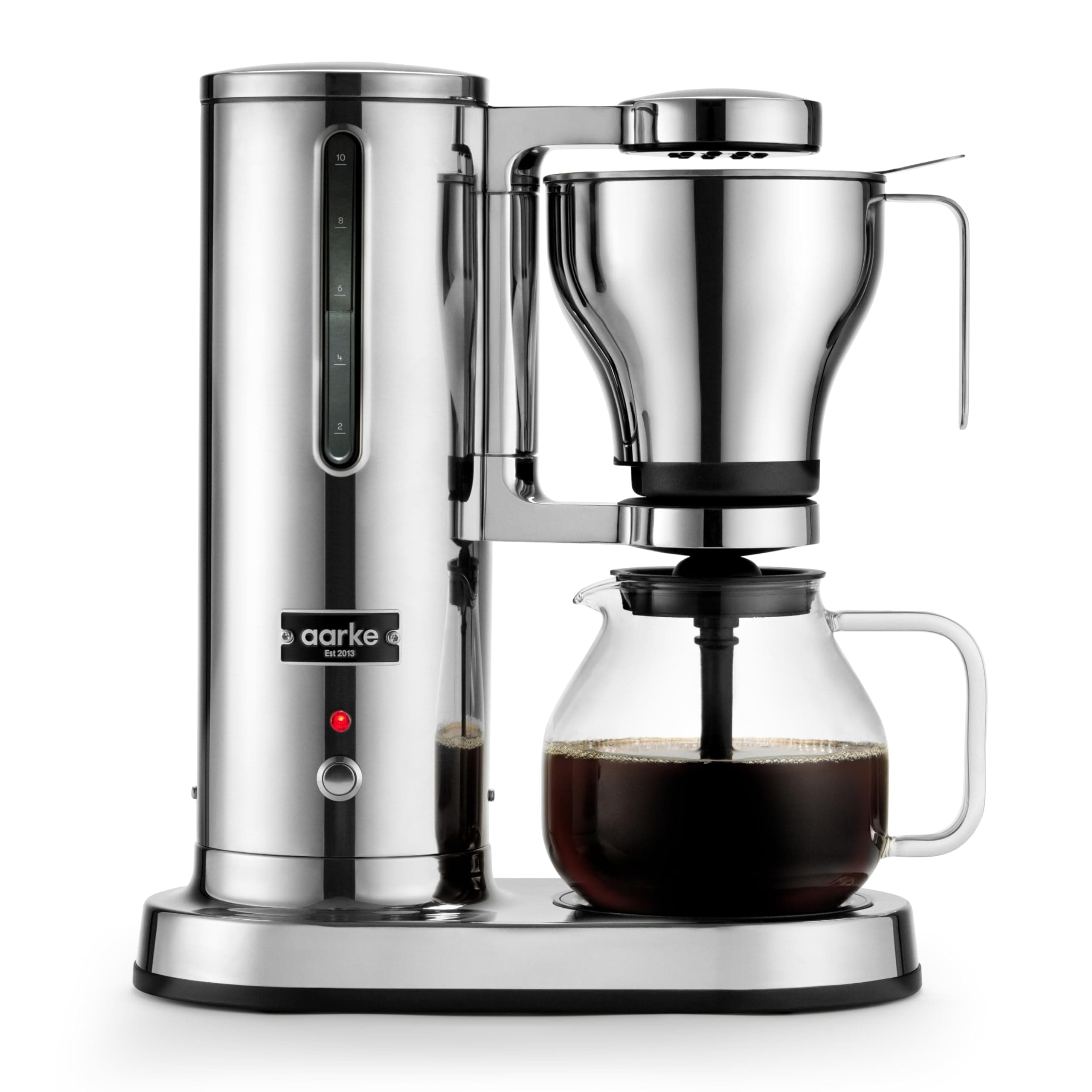- aarke Coffee Maker - Electric Drip Brewer with Automatic Drip-Stop, Glass Carafe, Brews Full Pot in Under 6 Minutes, SCA certified, Stainless Steel