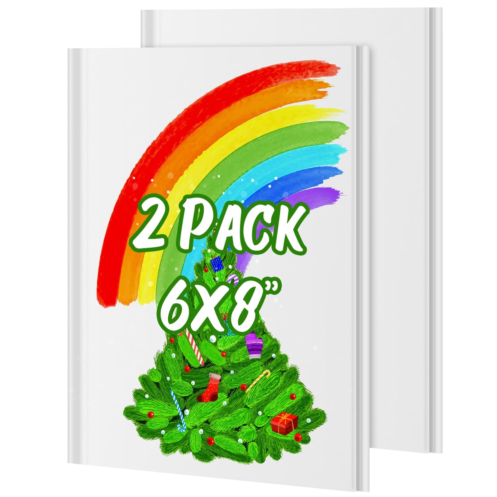 2-Pack Hardcover Blank Books, 60 Pages 6"x8" Blank Note for Kids to Write Stories, 100GSM DIY Calendar Hard Notebooks, White Writing Drawing Sketchbook Bulk, Scrapbook Journal Office School Supplies