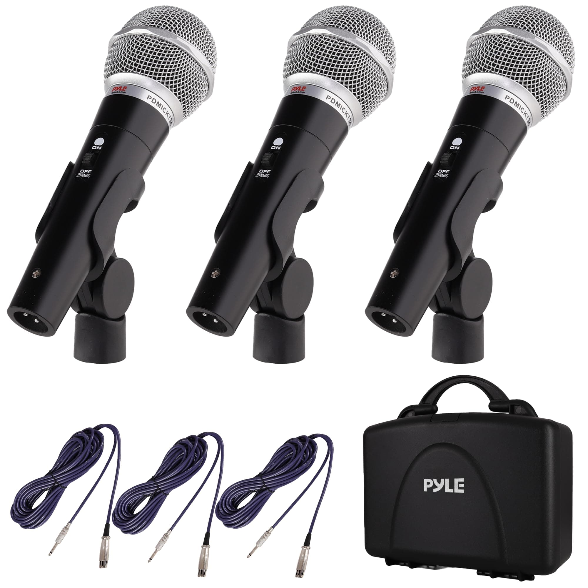 Dynamic Microphone XLR 3 Pack Wired Vocal Microphone Kit – Handheld Cardioid Mics for Karaoke, Singing, DJ, Live, Sound Recording