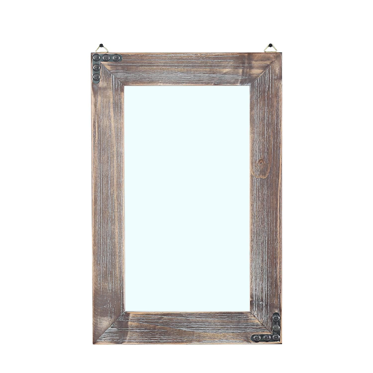 MBQQ Rustic Flat Wood Frame Hanging Wall Mirror Decorative Bathroom Mirrors for Wall Vanity Mirror Makeup Mirror,16" x 24" Retro Grey