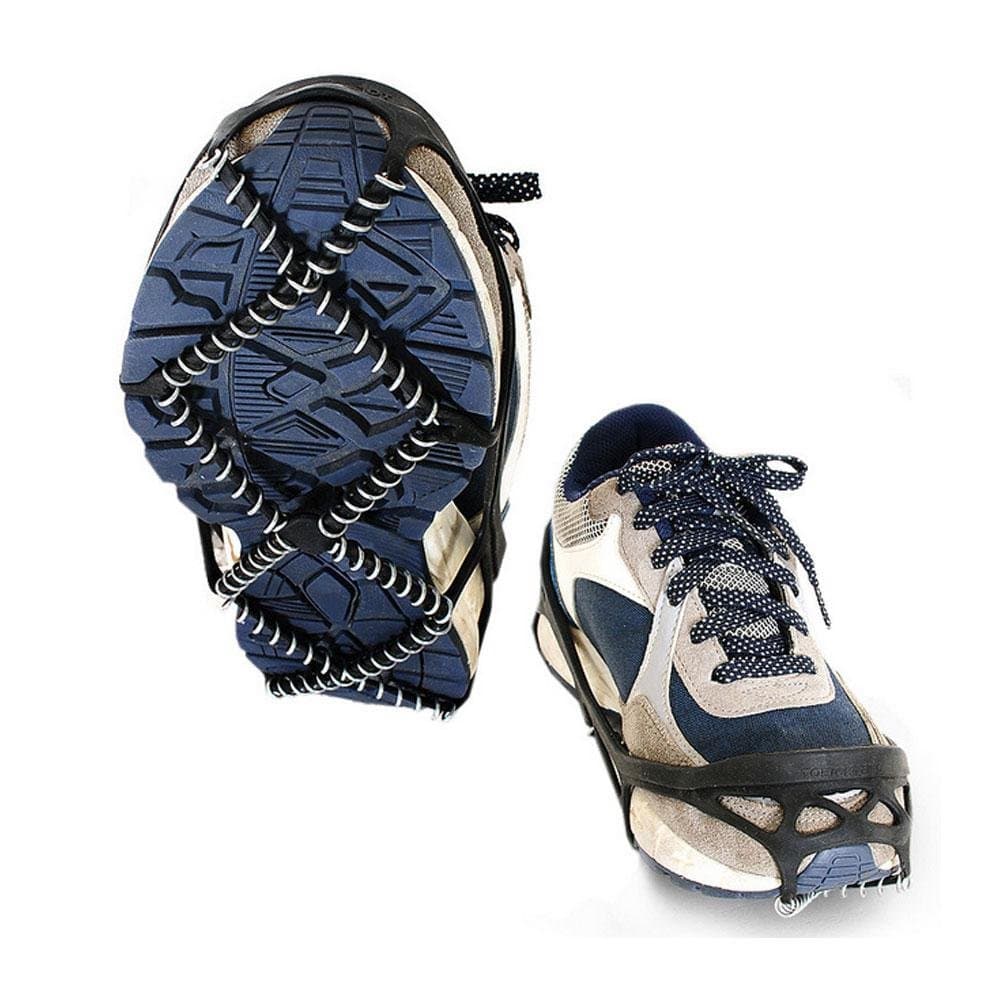 1 Pair Universal Size Walk Traction Cleats for Walking on Snow and Ice, Anti-Slip Ice Grips Traction Cleats Grippers Spikes Crampons for Walking, Jogging, Hiking on Ice Slippy Ground