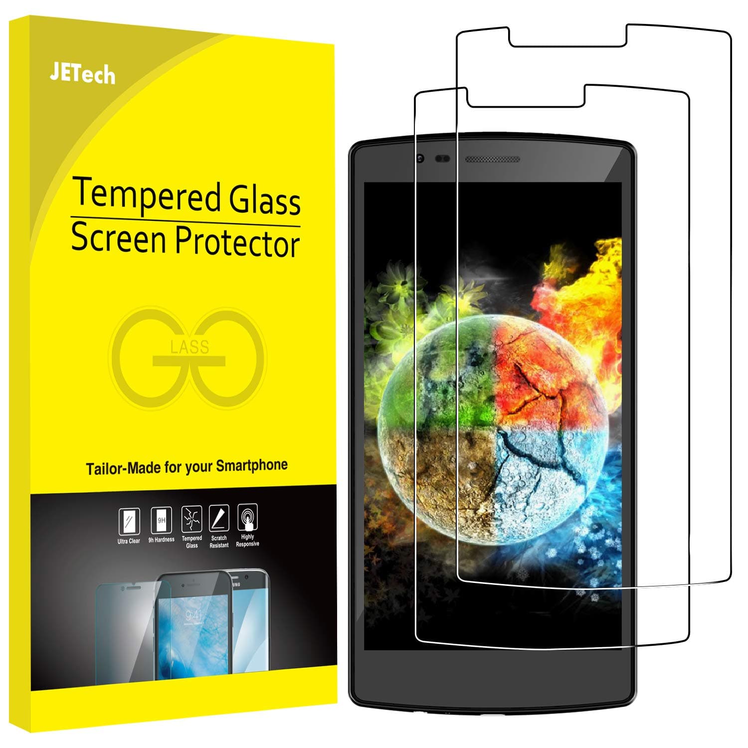 JETech 2-Pack Screen Protector for LG G3, Tempered Glass Film