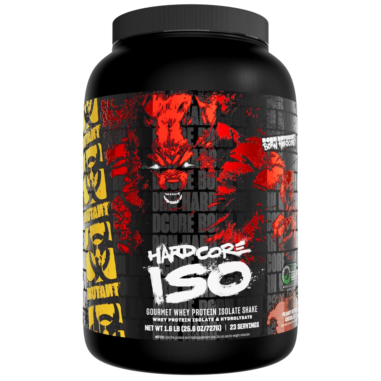 Harcore ISO Whey Protein Isolate Powder Acts Fast to Help Recover, Build Muscle, Bulk and Strength, 1.6 lb (Peanut Butter Chocolate)