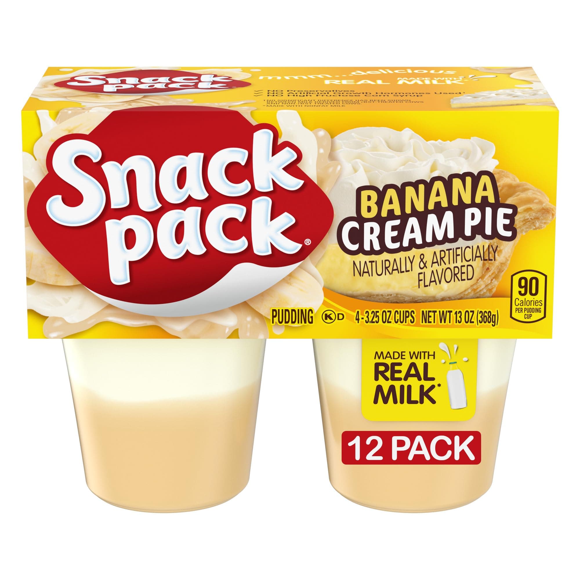 Banana Cream Pie Pudding Cups, 4 Count, 12 Pack