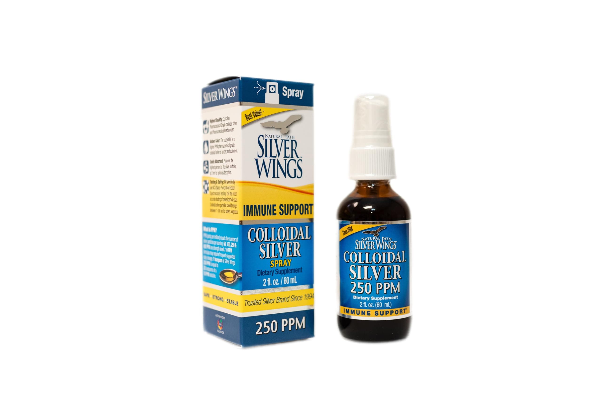 Natural Path Silver Wings Colloidal Silver Mineral Supplement, 250 Ppm, 2 Fluid Ounce