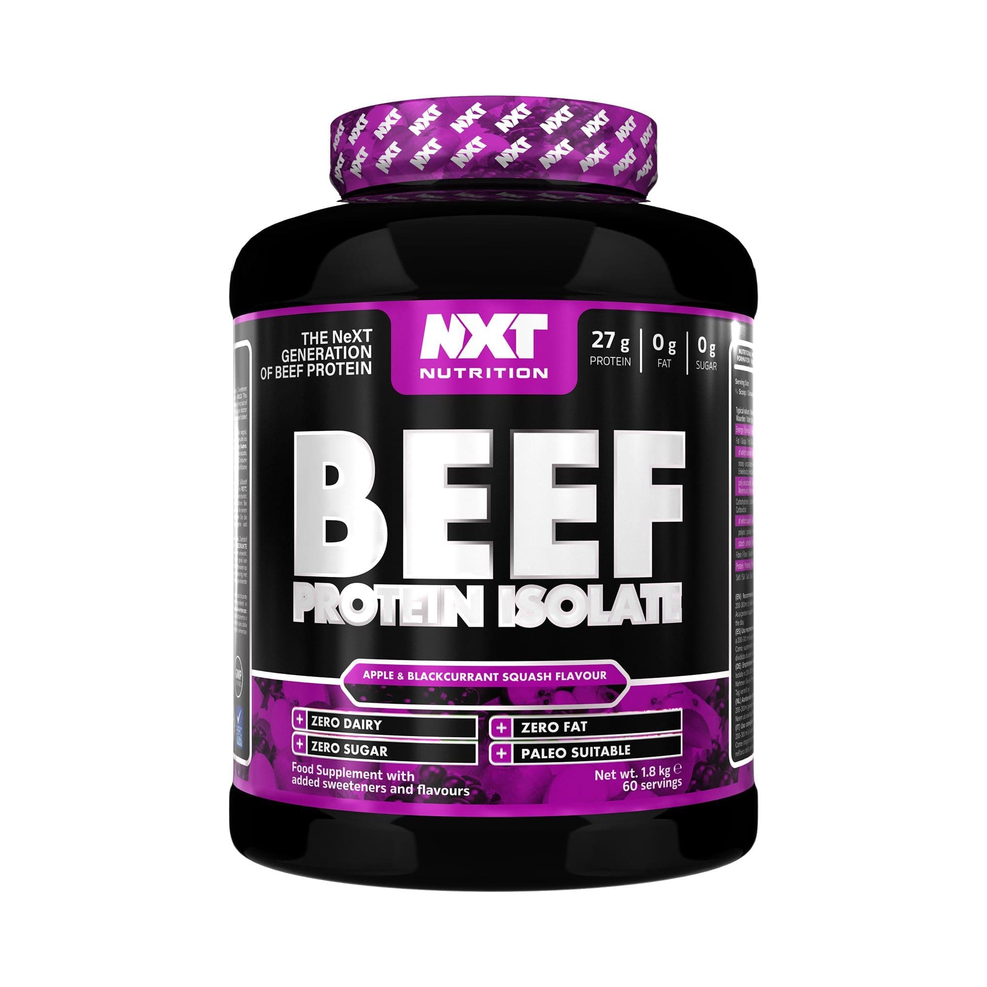 NXT Nutrition Beef Protein Isolate Juice, High Beef Protein in Natural Amino Acids - Paleo, Keto Friendly - Dairy Lactose and Gluten Free | 1.8kg (Apple & Blackcurrant)