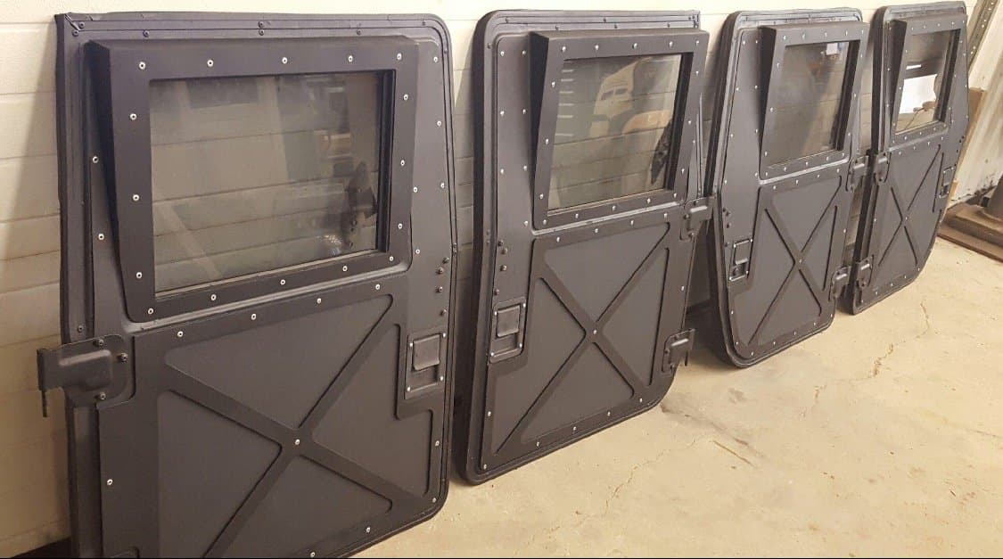 Hard X-Doors - Set of 4 (2 Front + 2 Rear) Black, Compatible with Military Humvee