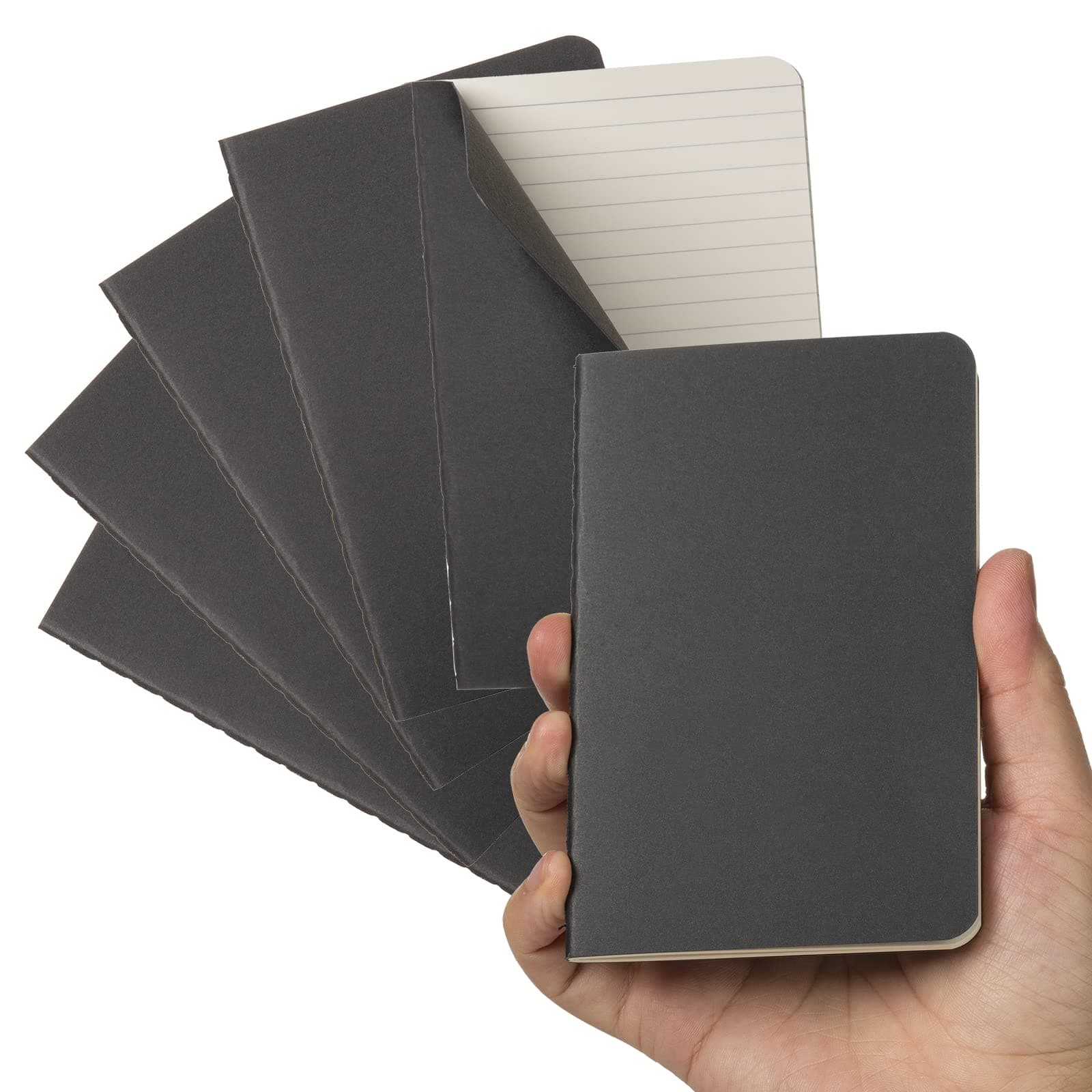 TWONE Softcover Pocket Notebook Set - 3.5" x 5.5" - 6 Pack - 30 Sheets - 60 Lined Pages - Perfect for the Traveler or Author