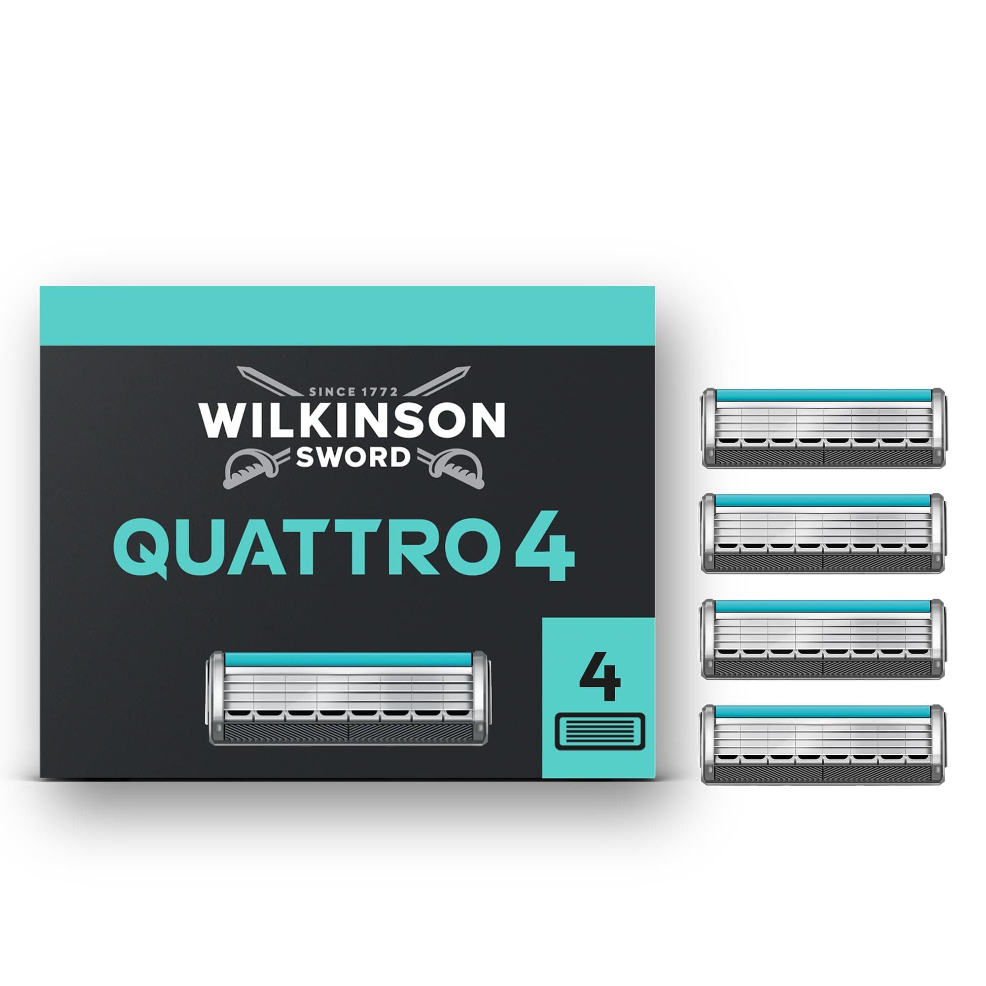 Wilkinson Sword Quattro Titanium Sensitive Razor Blades, 4 Blades