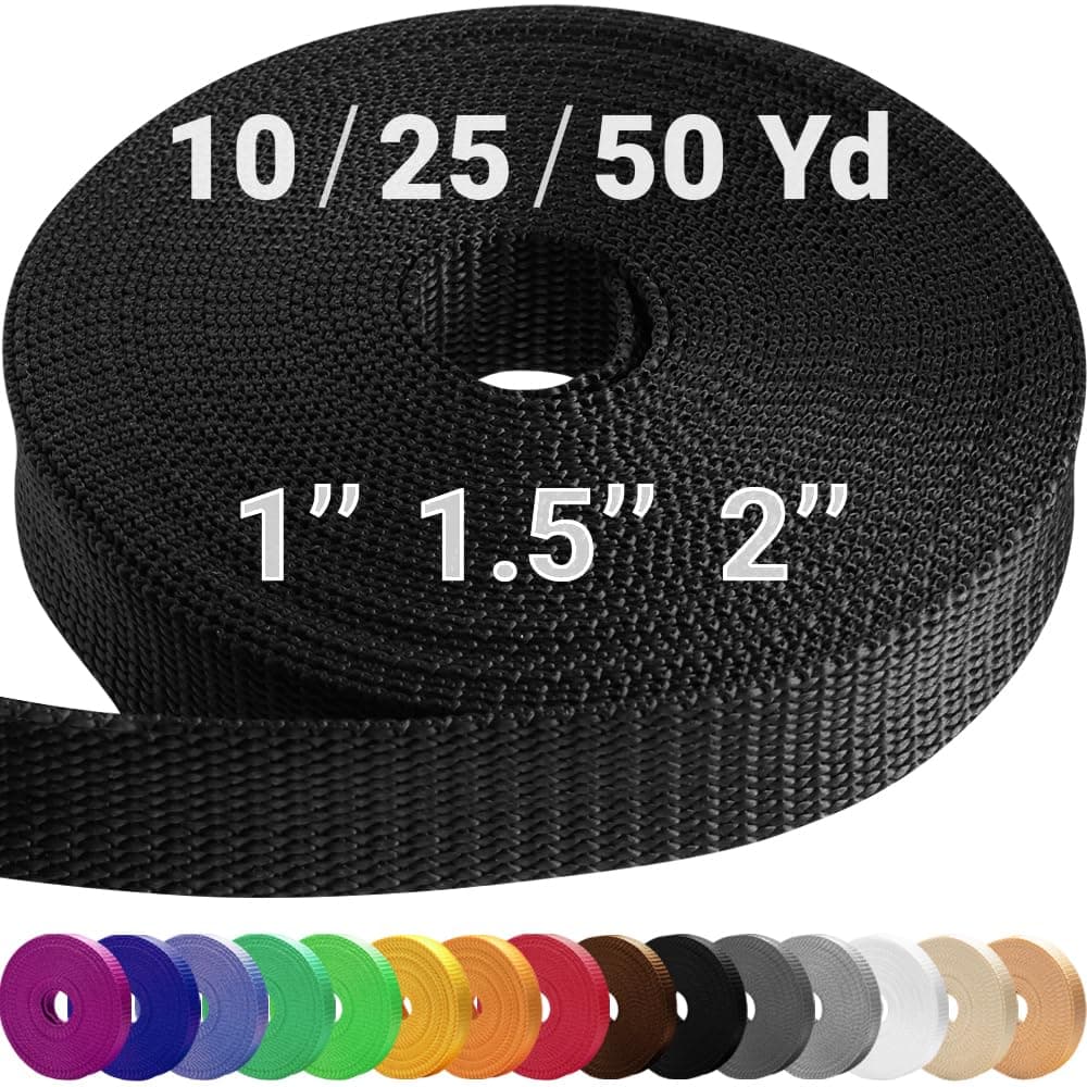 TECEUM Webbing 1.5" Black 10 Yards Webbing for Climbing Outdoors Indoors Crafting DIY nw