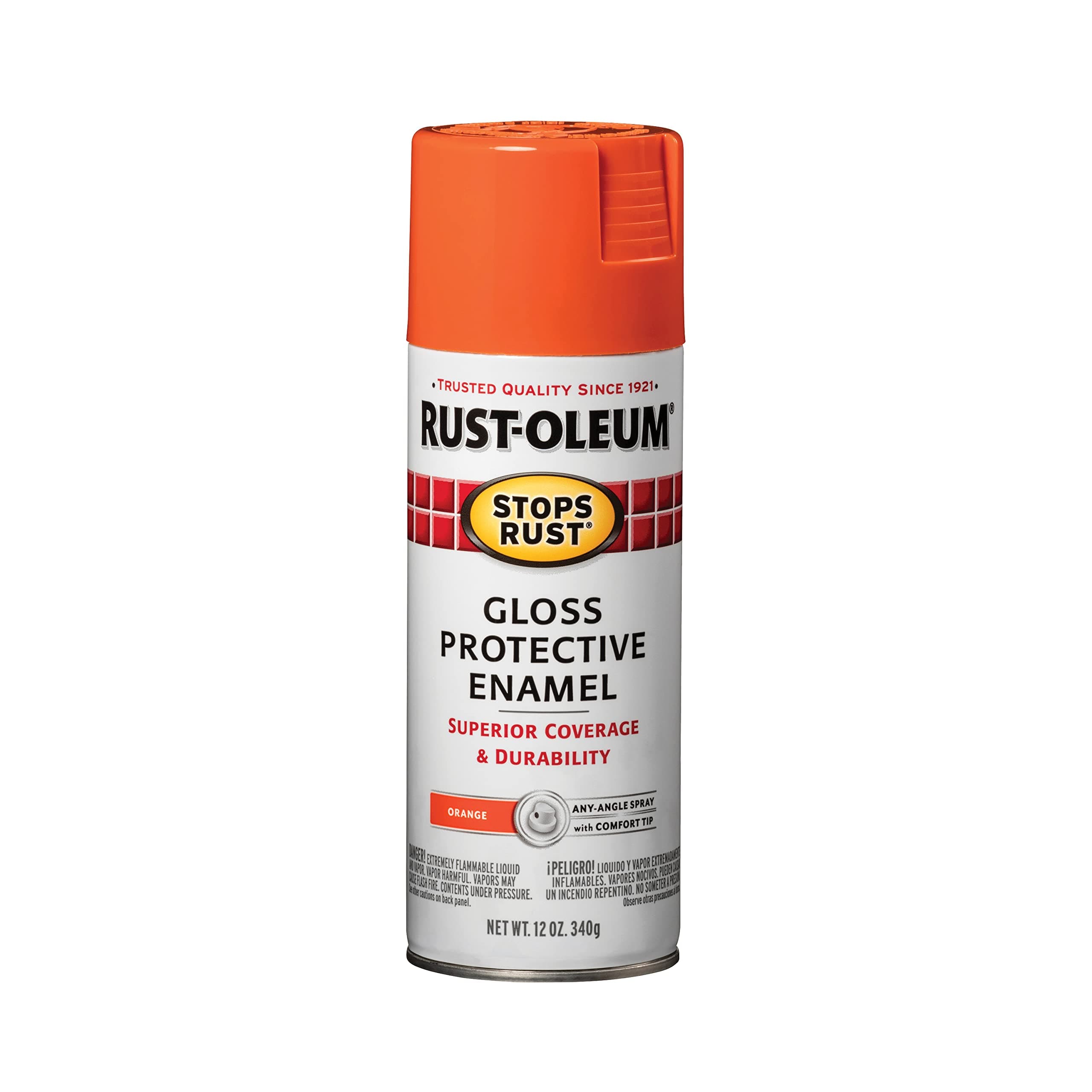 Rust-Oleum 214084 Stops Rust Protective Enamel Spray Paint for Metal, Alloy and Wood (Gloss Orange - 340 Grams)