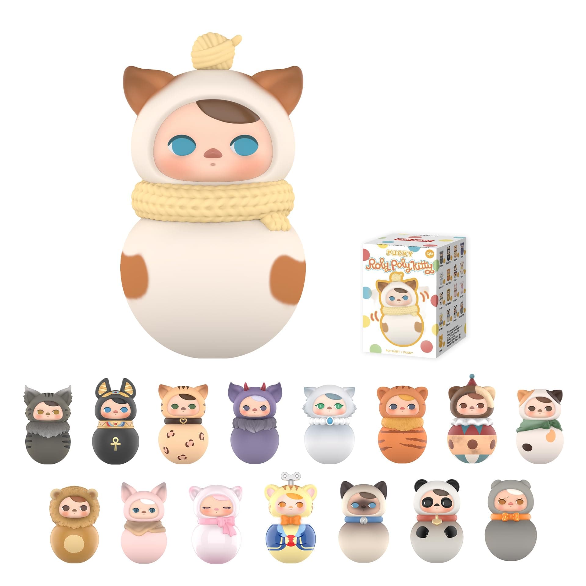 PUCKY Roly-Poly Kitty Series Figures, PUCKY Blind Box Figures, Random Design Action Figures Collectible Toys Home Decorations, Holiday Birthday Gifts, Single Box