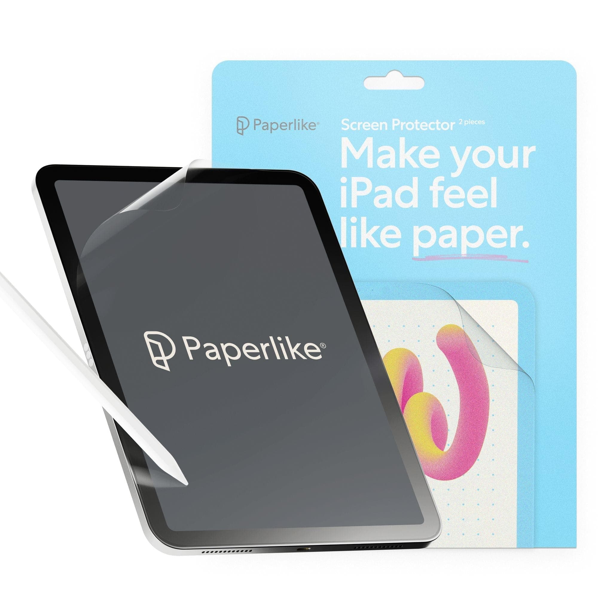 Paperlike 2.1 (2 Pieces) for iPad Pro 11 (4th/3rd/2nd/1st) & iPad Air 5th/Air 4th (2020/22) for an authentic paper-feel, Transparent Matte Pet Screen Protector For Notetaking And Drawing