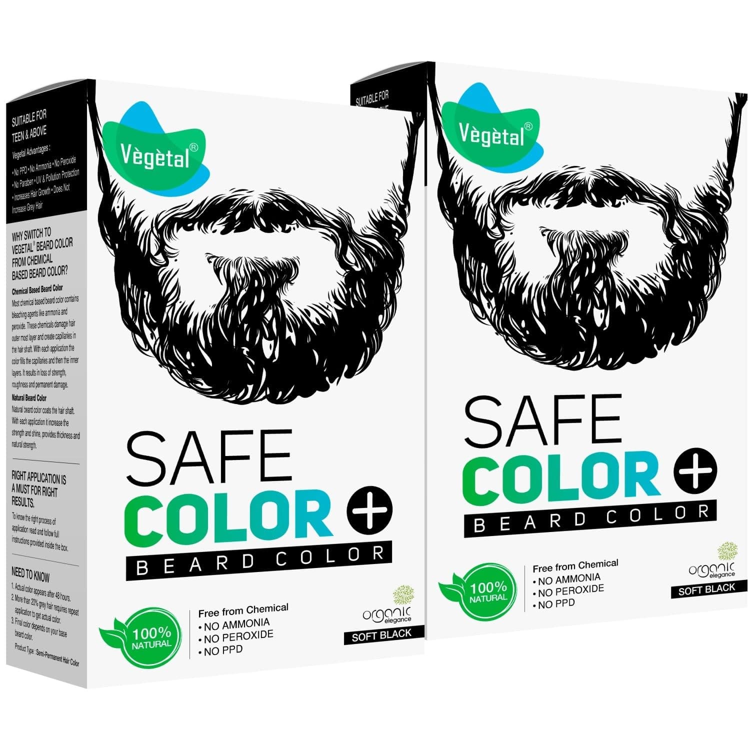 Vegetal Safe Color for Beard, Soft Black, 25 g Pack Off 2 Pc