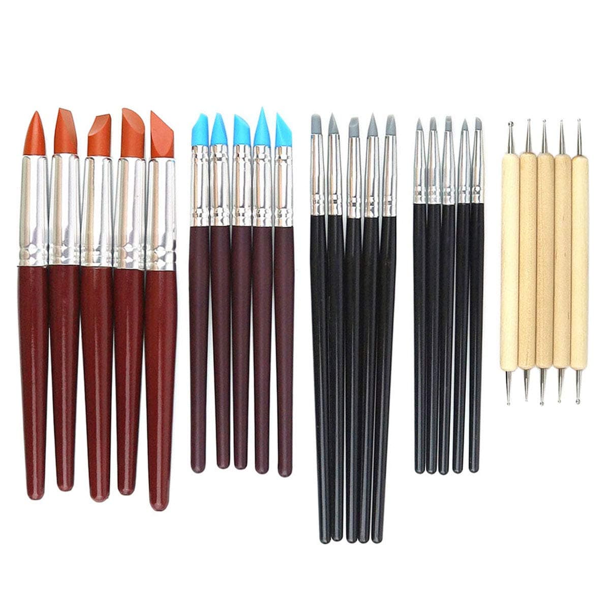 Hamineler 25 Pcs Clay Sculpting Tools Polymer Stylus Tool Set, Clay Shaping Tools Rubber Brushes Wipe Out Tool for Sculpture Pottery, Blending, Drawing