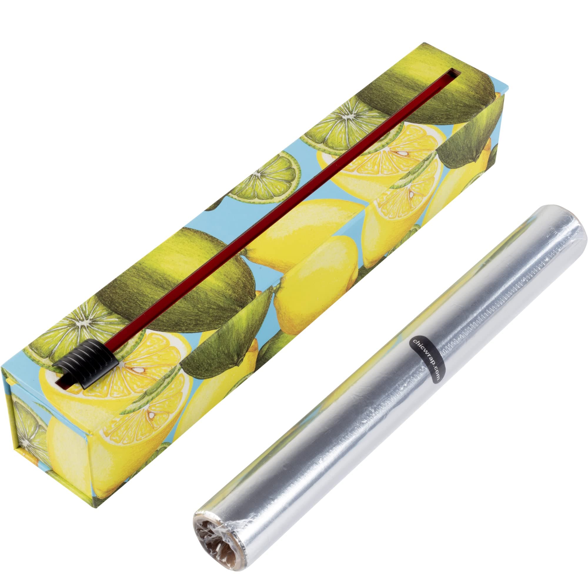 - ChicWrap Lemon Refillable Foil Dispenser - One 12"x 30' Roll of Professional Grade Aluminum Foil - Reusable Dispenser w/Slide Cutter - Kosher Certified - Reduces Waste & Saves Money