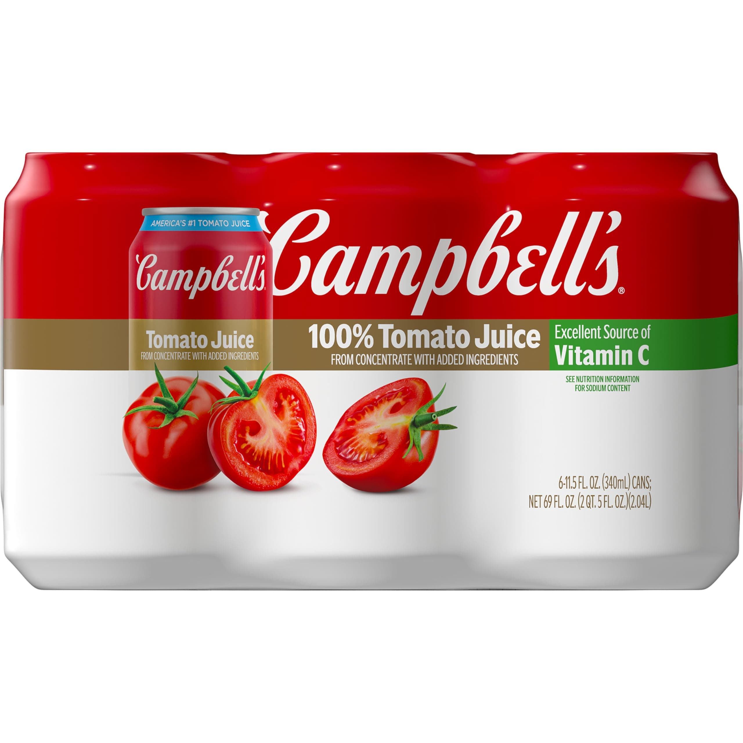 100% Tomato Juice, 11.5 fl oz Can (6 Pack)