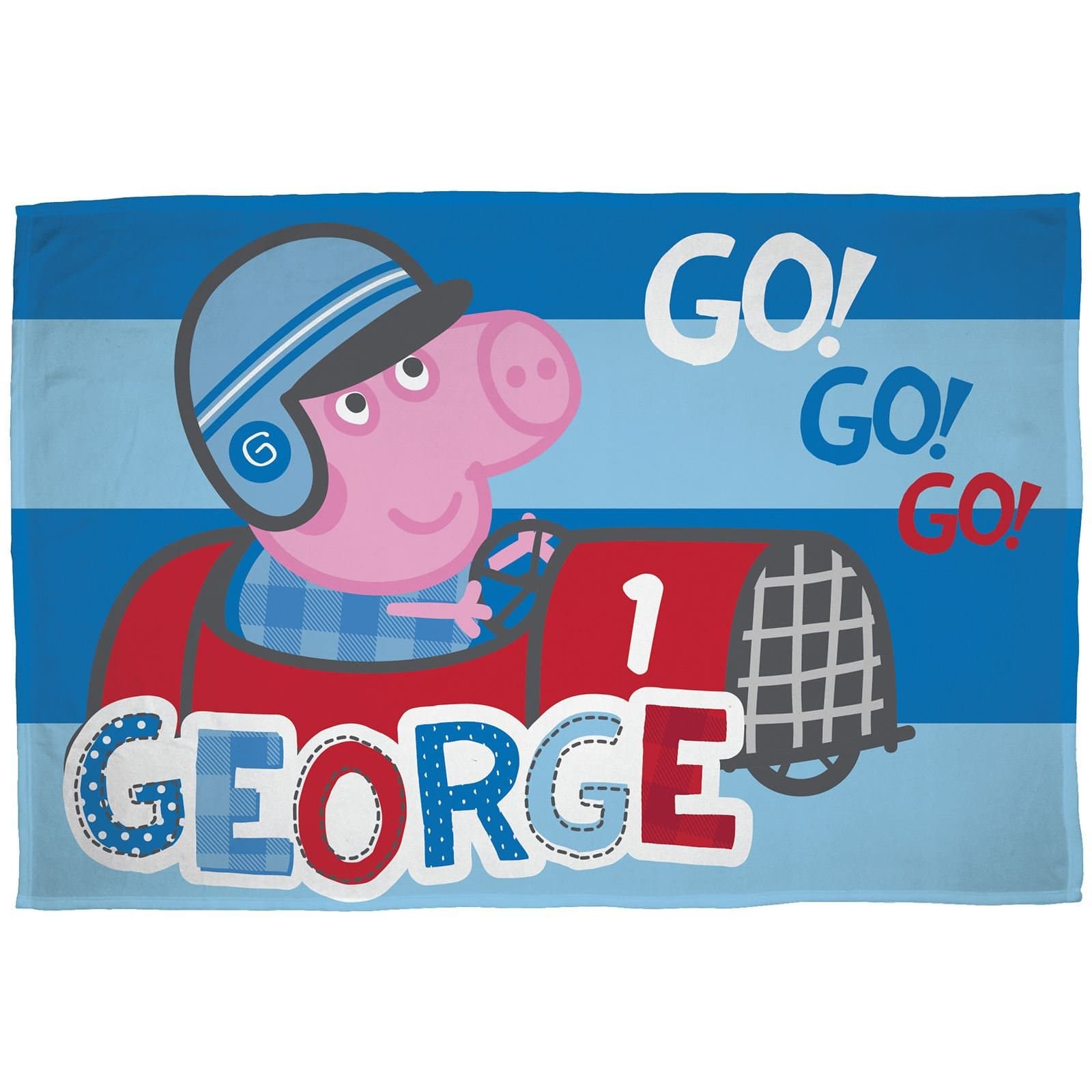 George Pig Speed' Fleece Blanket-Large Print Design, Polyester, Multi-Colour, Single