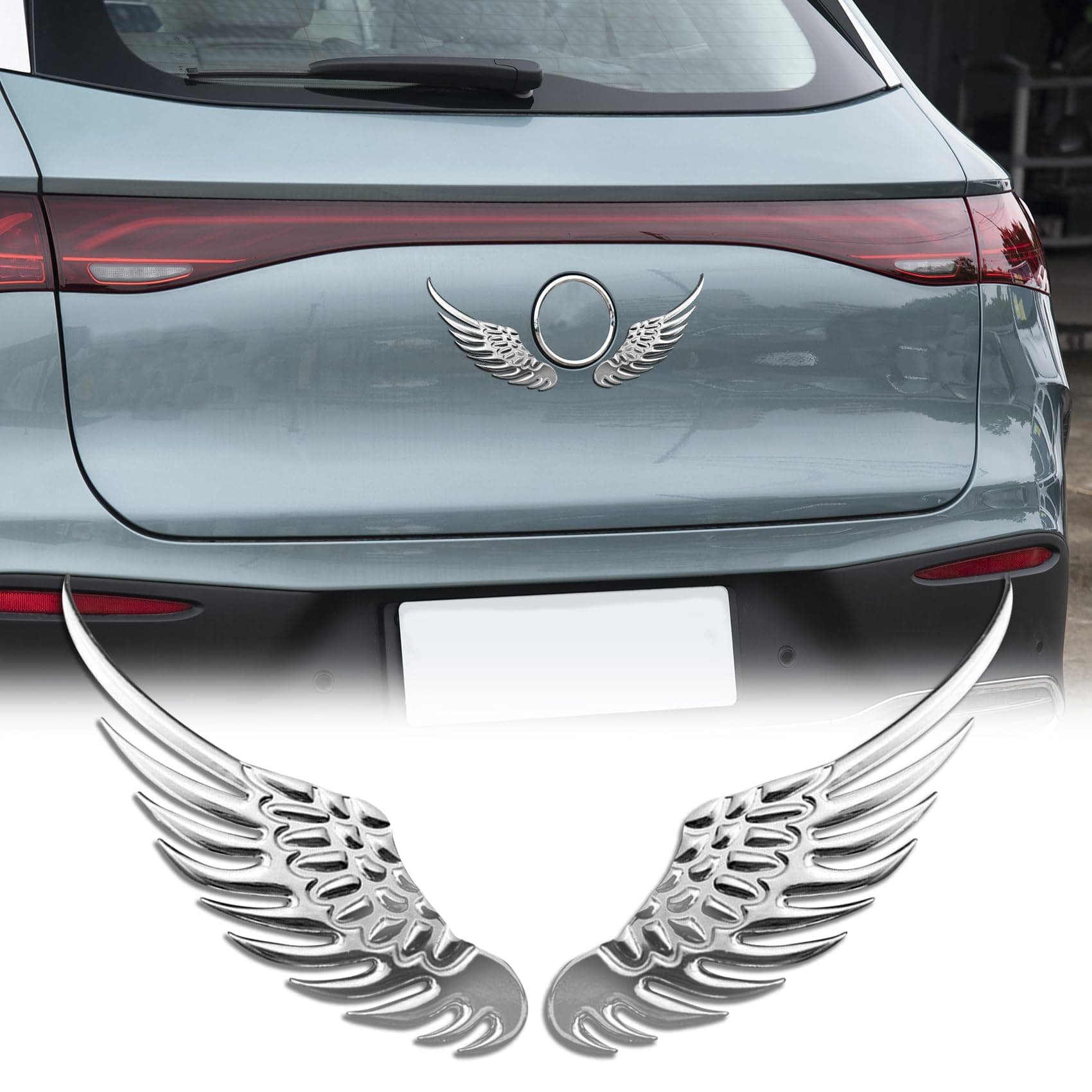 1Pair Alloy Metal Car Stickers, 3D Metal Stereo Wing Sticker, Hawk Eagle Wings Car Emblem, Angel Wings Car Sticker, Car Decoration Accessories for Cars, Trucks (Sliver)