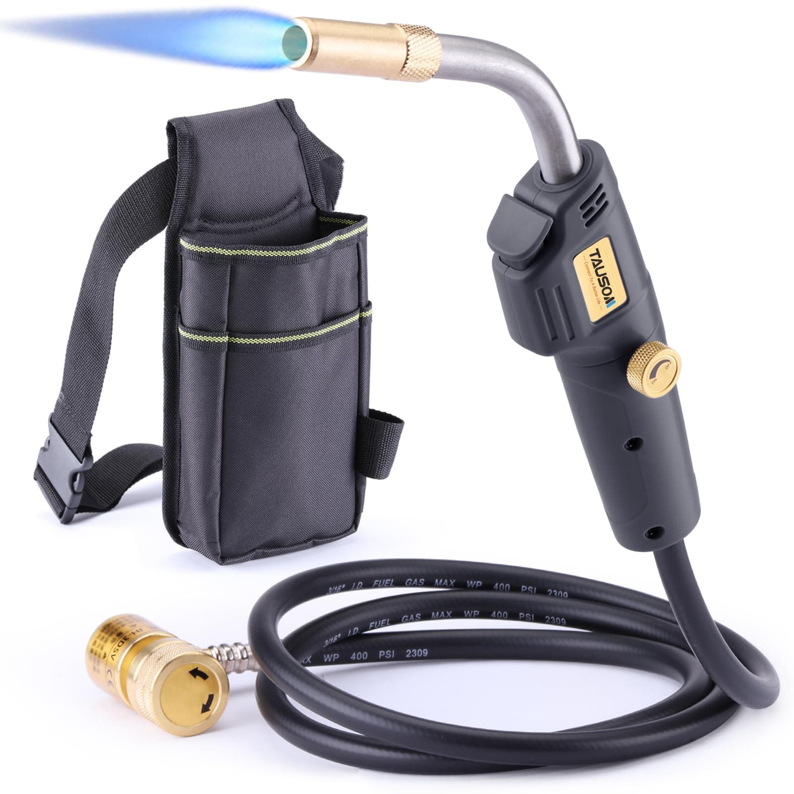 TAUSOM MAPP Map Gas Torch Kit with Holster, Adjustment Knob Trigger Start Propane Hose Torch for Brazing, Soldering, Welding, Plumbing, HVAC