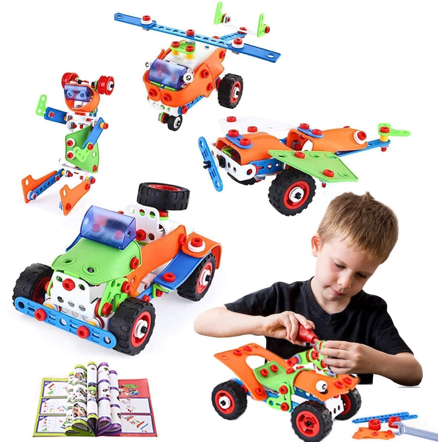 LUKAT STEM Toys, 165 Piece Learning Toys, Educational Construction Engineering Building Toys Set Gift for Ages 5 6 7 8 9+ Year Old Boys & Girls