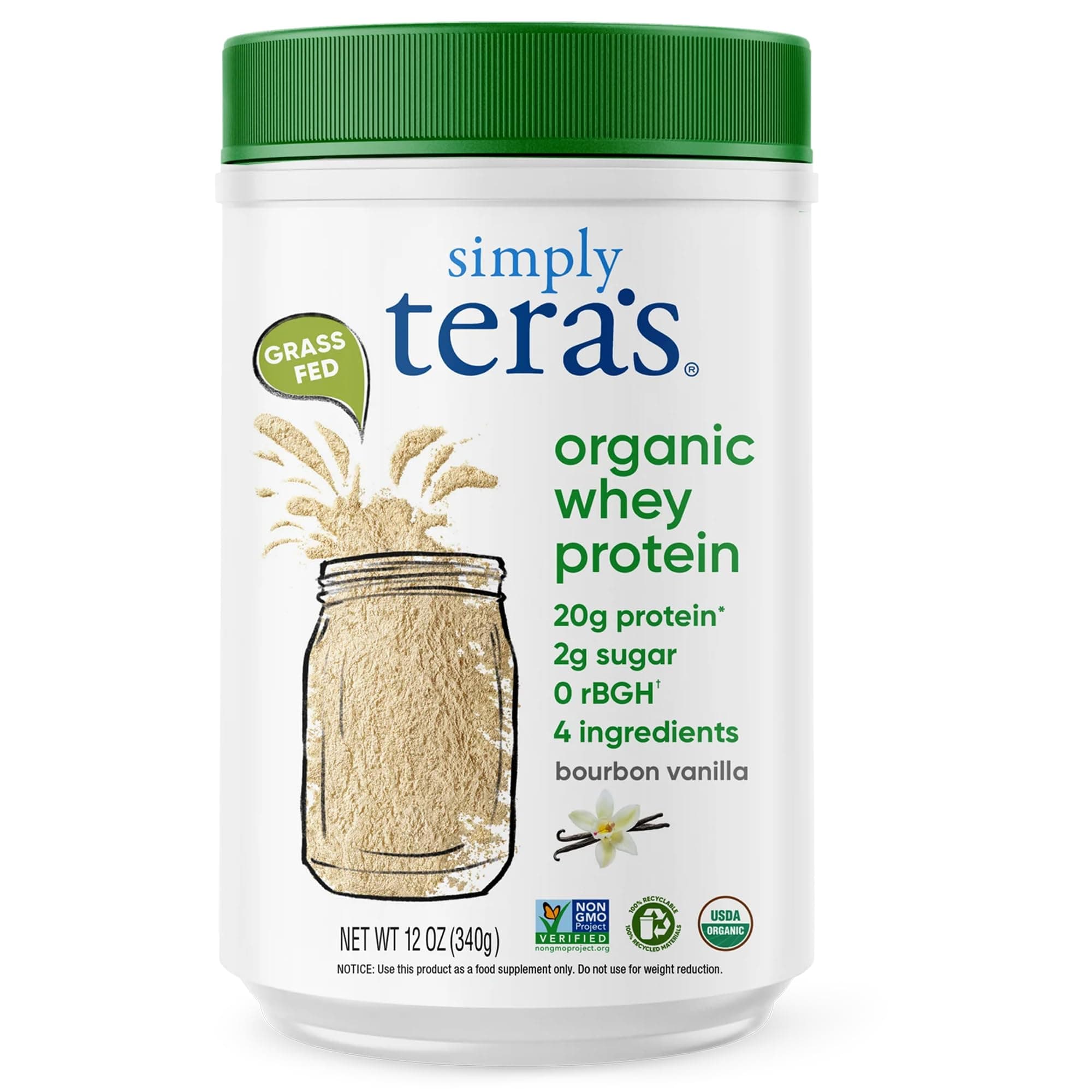 Teras Whey Organic Protein, Bourbon Vanilla,12 oz