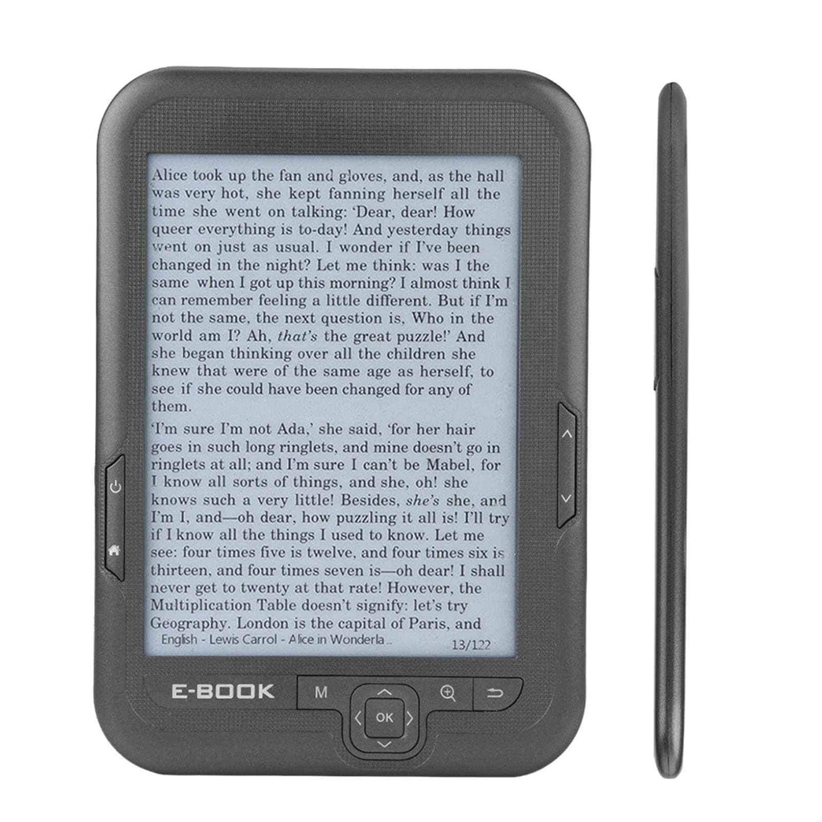 eReader | 6" E-ink ink screen E‑BOOK Reader | E‑Ink 6 inch E‑reader 1024 x 768 Resolution Display 300DPI Blue Cover | 16GB 8GB 4GB | FM Radio Function | Recording Function(black)