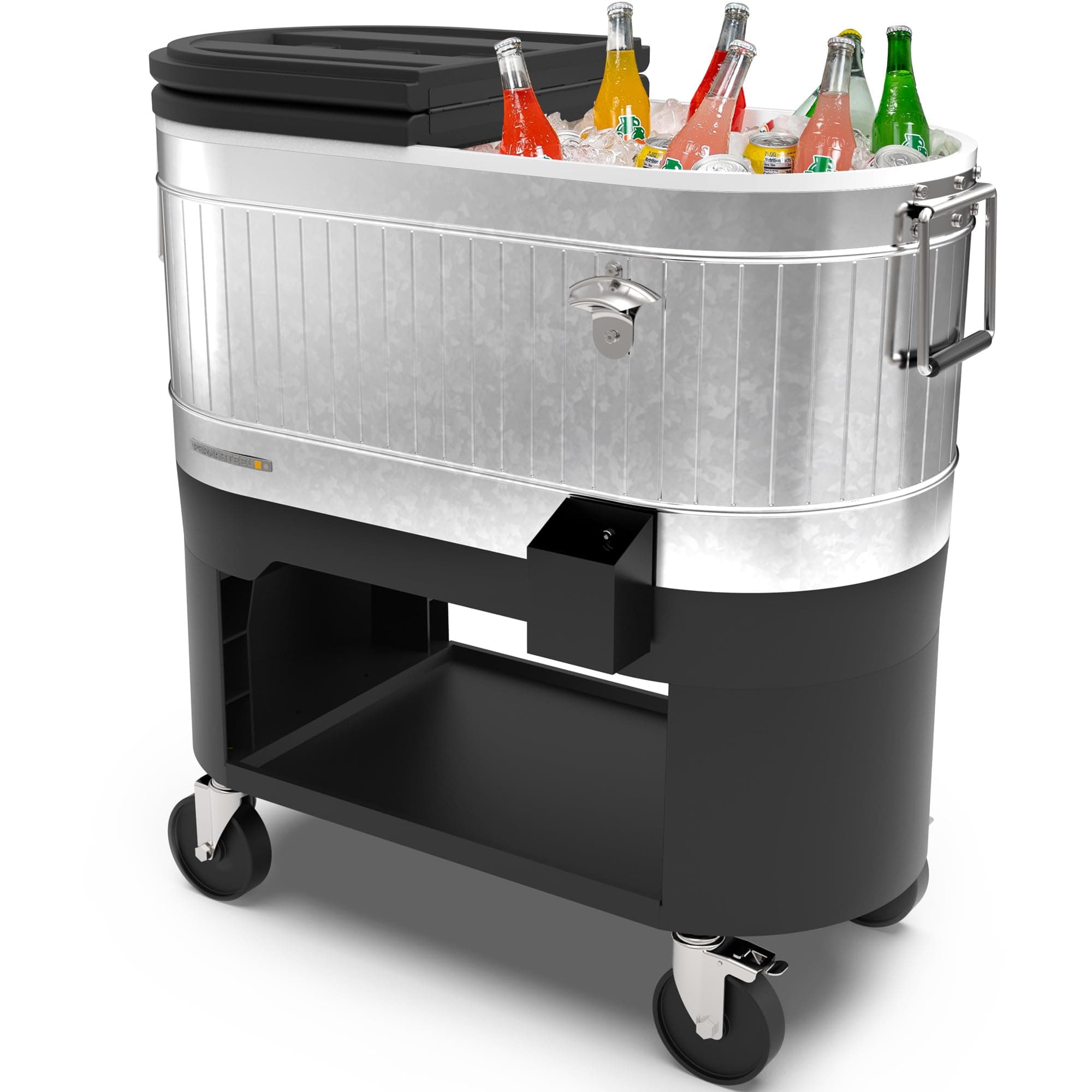 Permasteel 120-Qt Rolling Ice Chest, Portable Patio Party Bar Drink Cooler Ca...