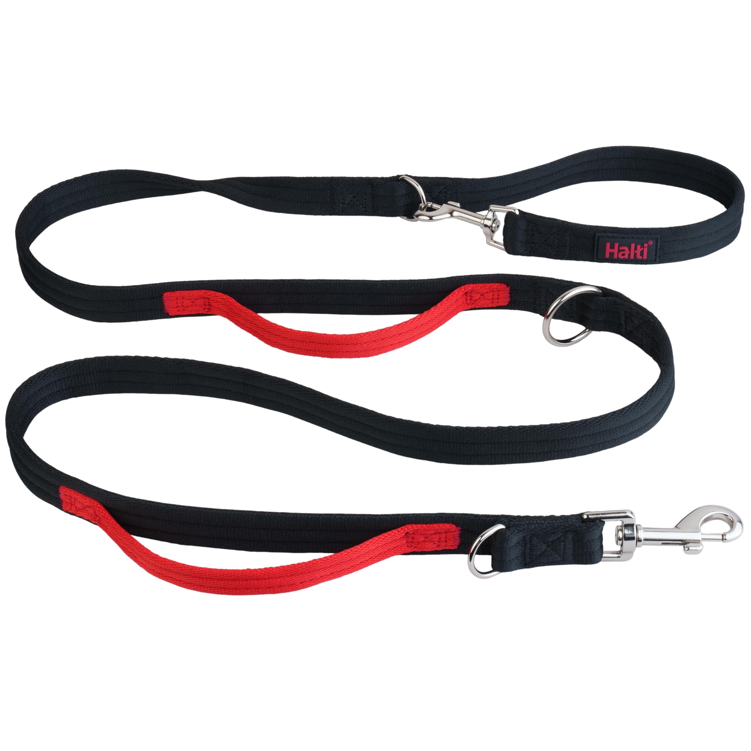 HALTI Control Leash - Multifunctional Double-Ended Dog Leash with 2 Handles, Ideal for Anti-Pulling Dog Training, Lightweight & Durable, Suitable for Dogs & Puppies (Size Large, Black, 2m)