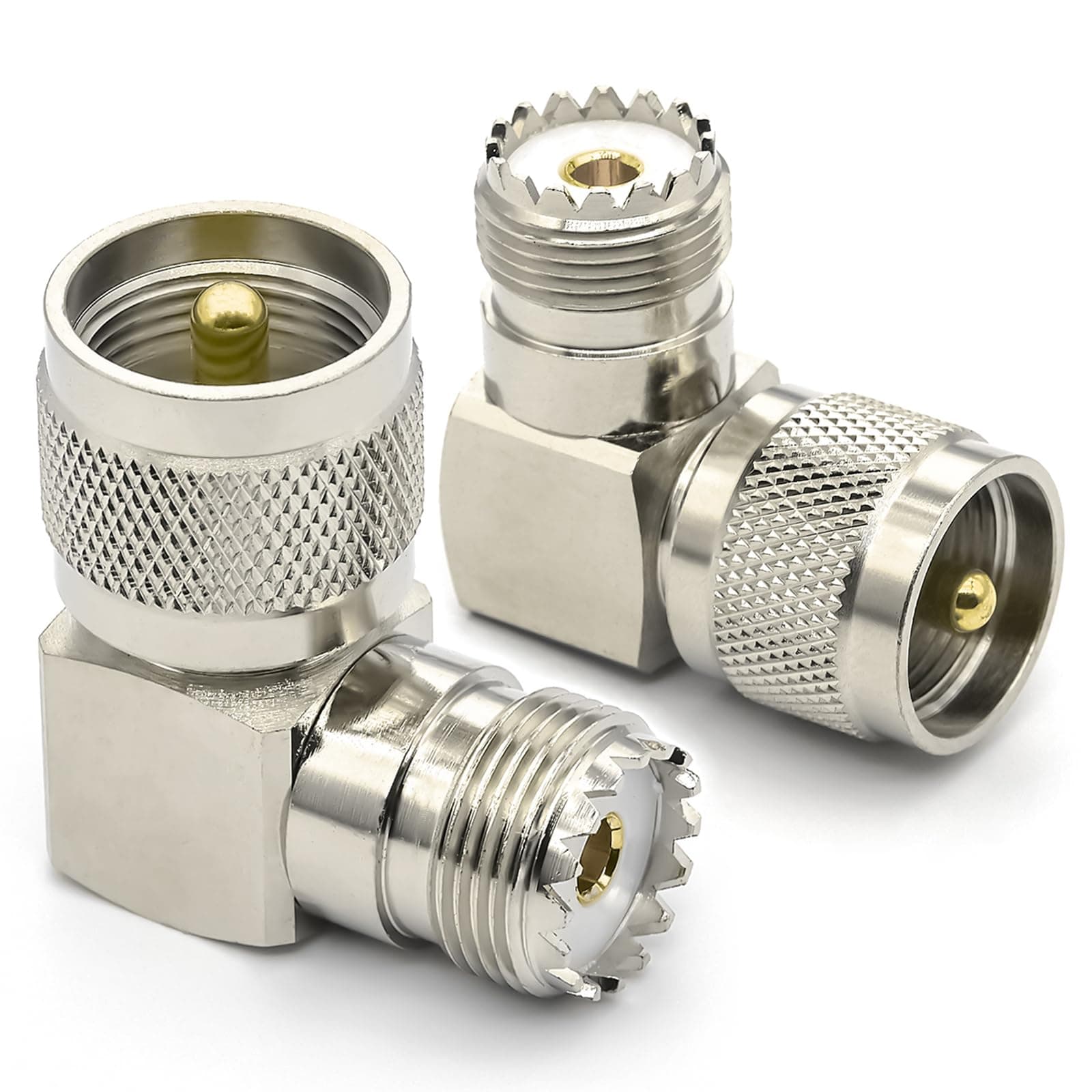 2PCS PL259 UHF 90 Degree Right Angle Coax Adapter, PL259 Male to SO239 Female Elbow Antenna Connector, UHF SO239 L Shape Coax Connector for CB HAM Radio,Antenna, SWR Meter, Antenna Analyzer