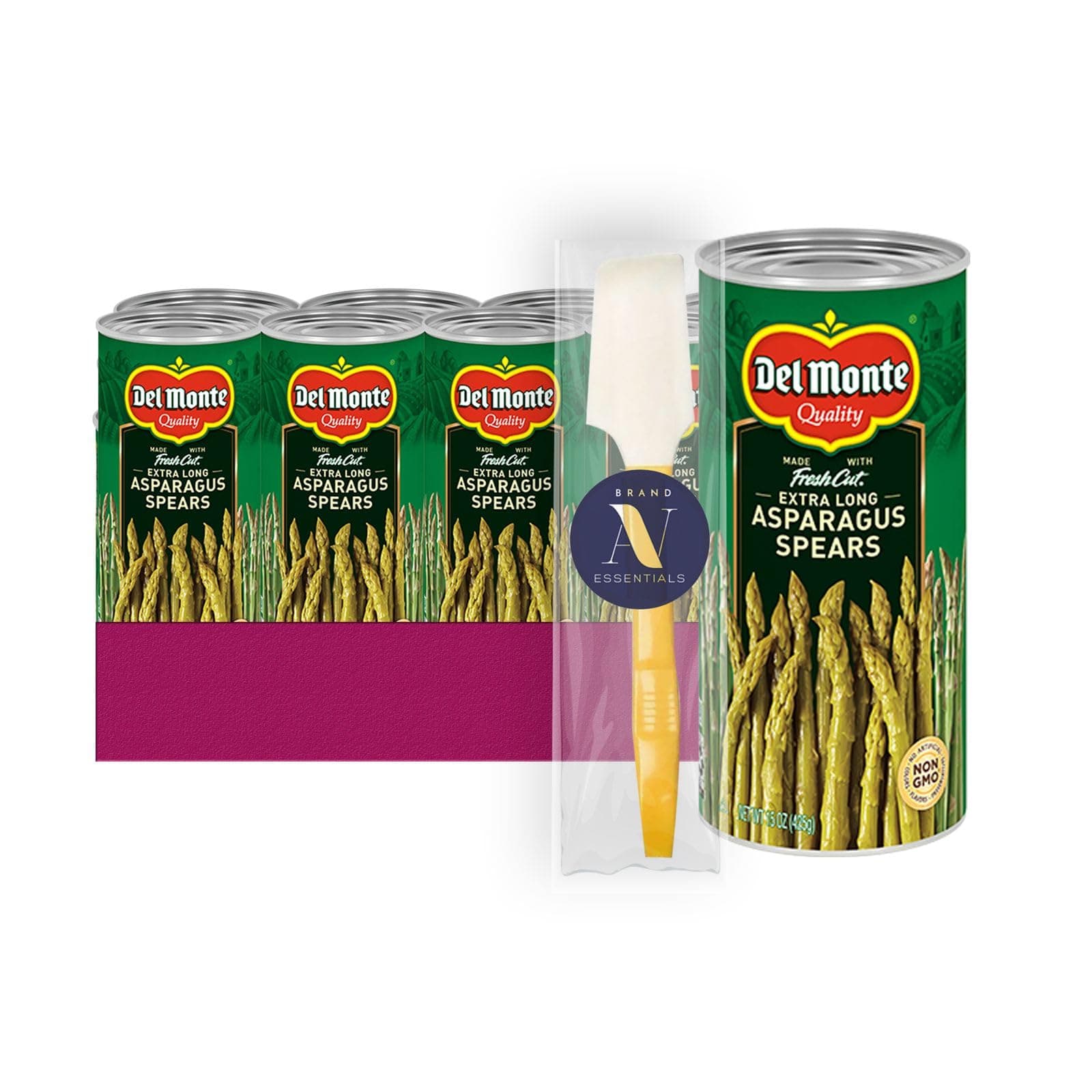Del Monte - Lavinia Essentials Bundle: 12- Pack of Extra Long Asparagus Spears Canned Vegetables 14.5 oz Can + 1 Utility Prop