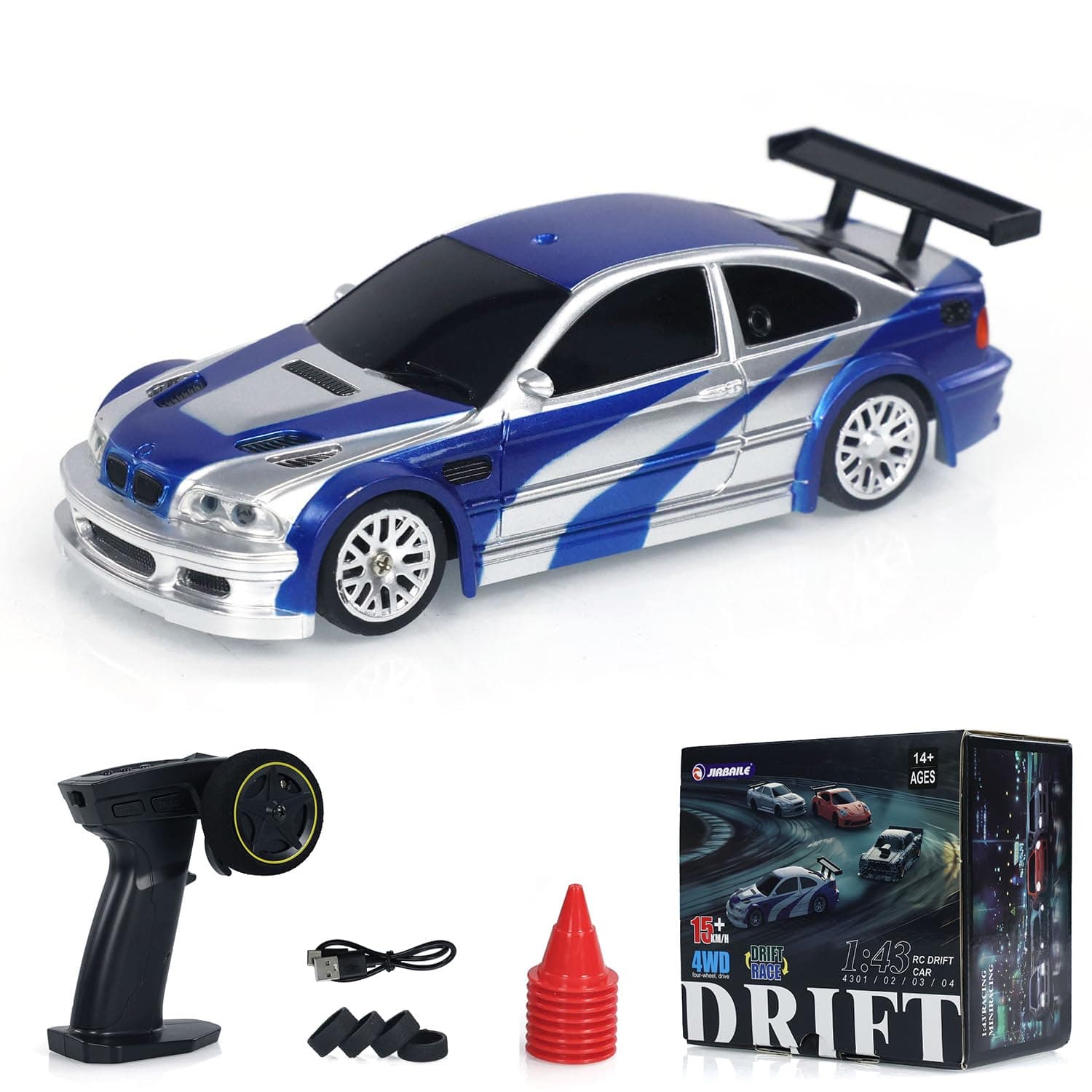 RC 1/43 Remote Control Drift Racing Race Car Remote Control Drift Car 4WD Mini with Lights