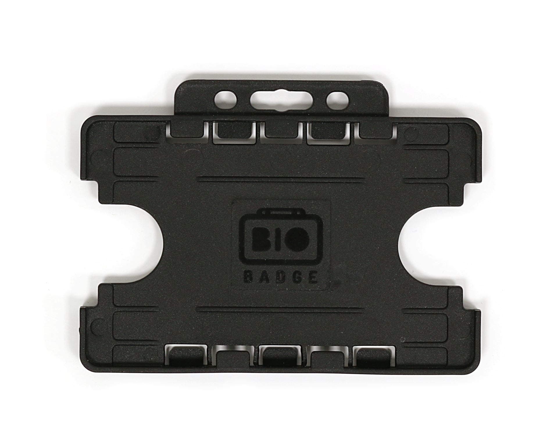 Double Sided ID Card Holder, Two Sided Badge Holder, Rigid ID Card Holder for Two Cards Black (Pack of 1)