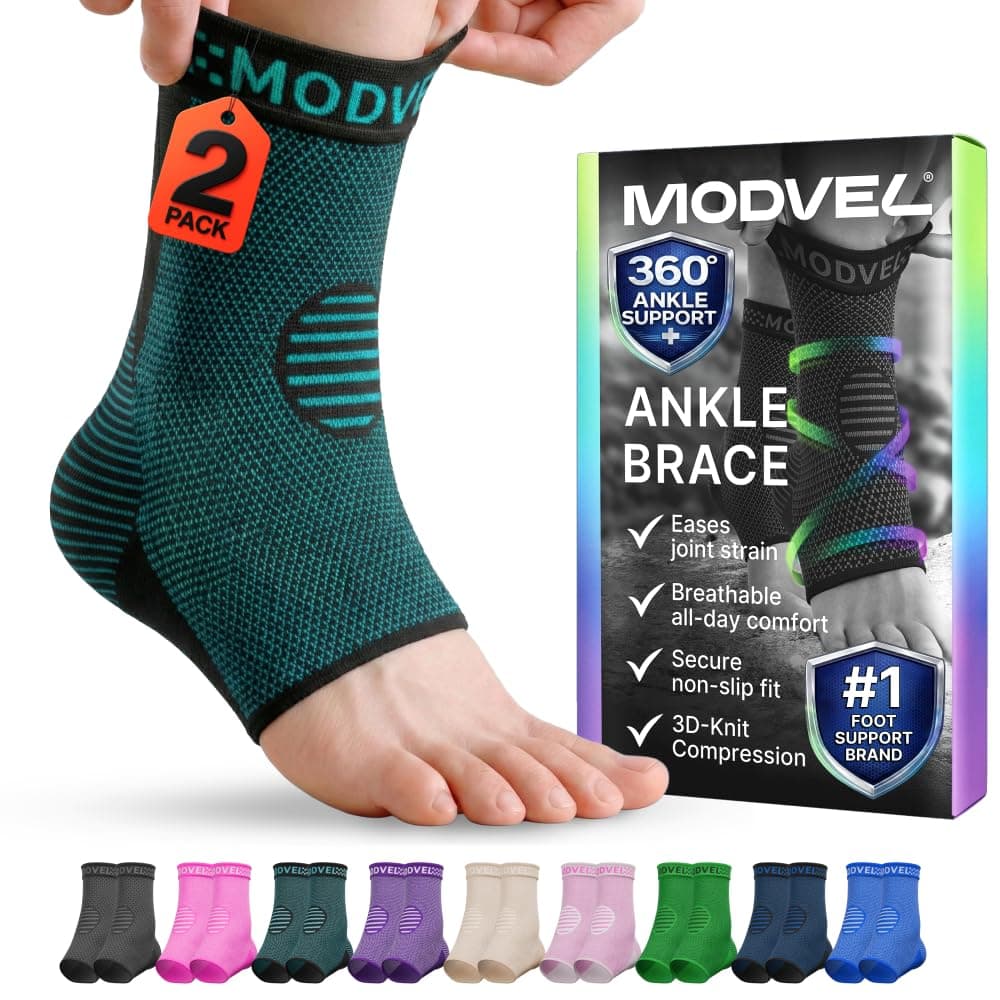 Modvel Foot & Ankle Brace Socks for Sprained Ankle Compression Sleeve - Plantar Fasciitis Relief Brace, Foot Support for pain Women & Men - Tendonitis & Arthritis Feet Sleeve, Stabilizing Ankles Wrap