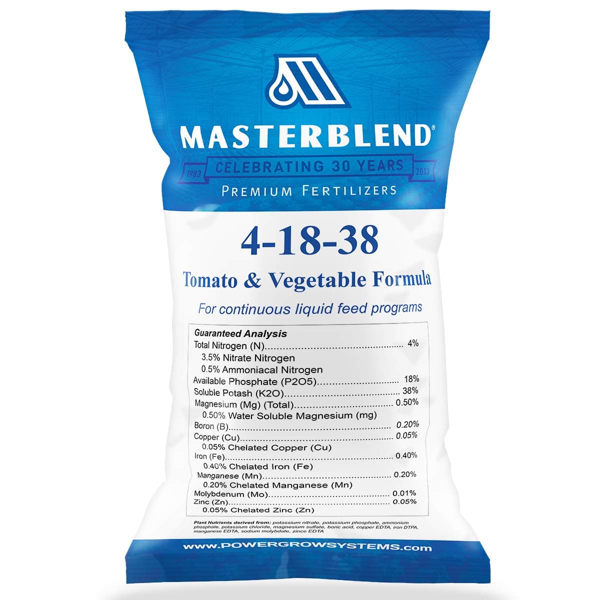 MasterBlend 4-18-38 Tomato & Vegetable Fertilizer - Bulk 1, 5 or 25 Pounds (25 Pounds)