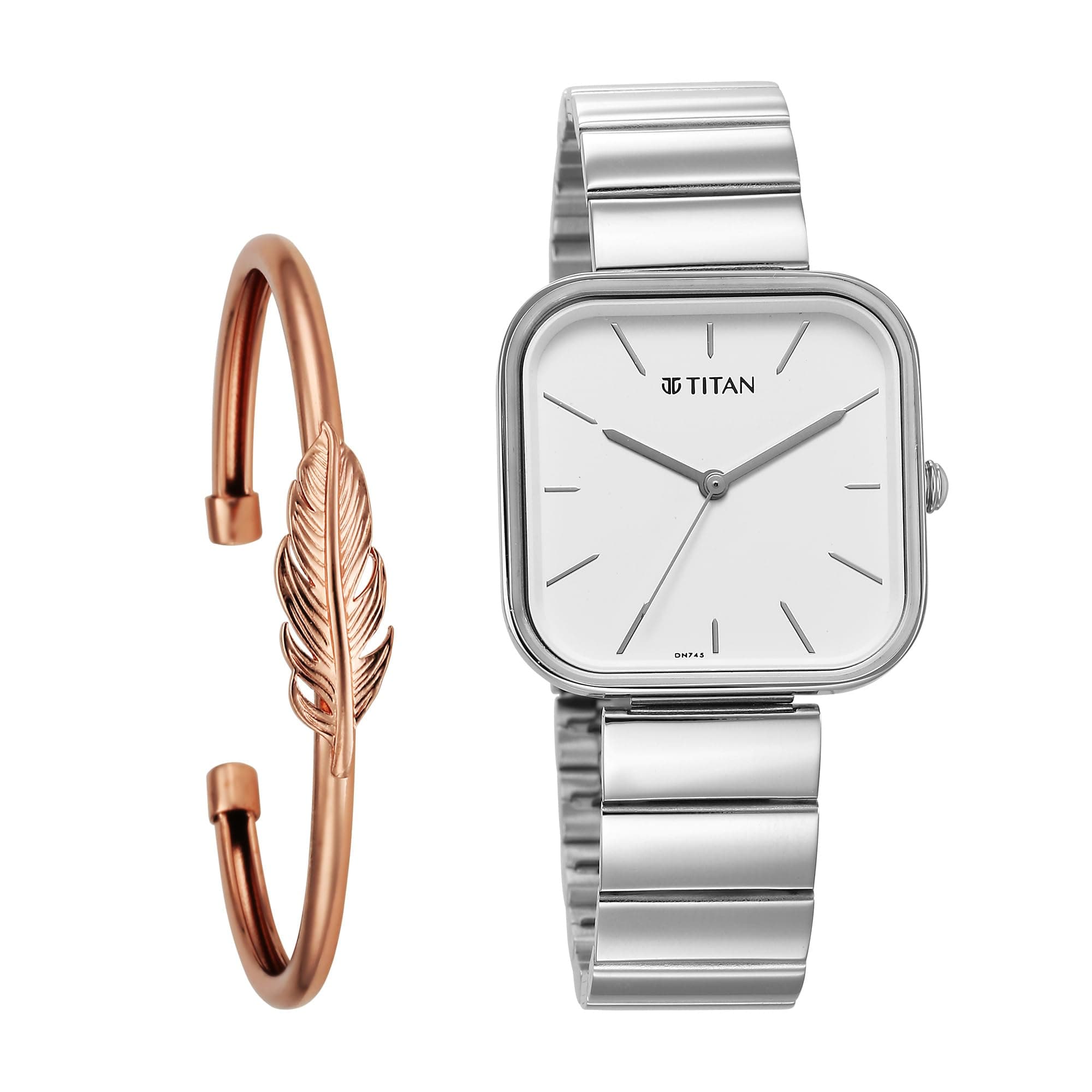 Titan Purple Stackables Quartz Analog White Dial Stainless Steel Strap Watch for Women-2715SM01F