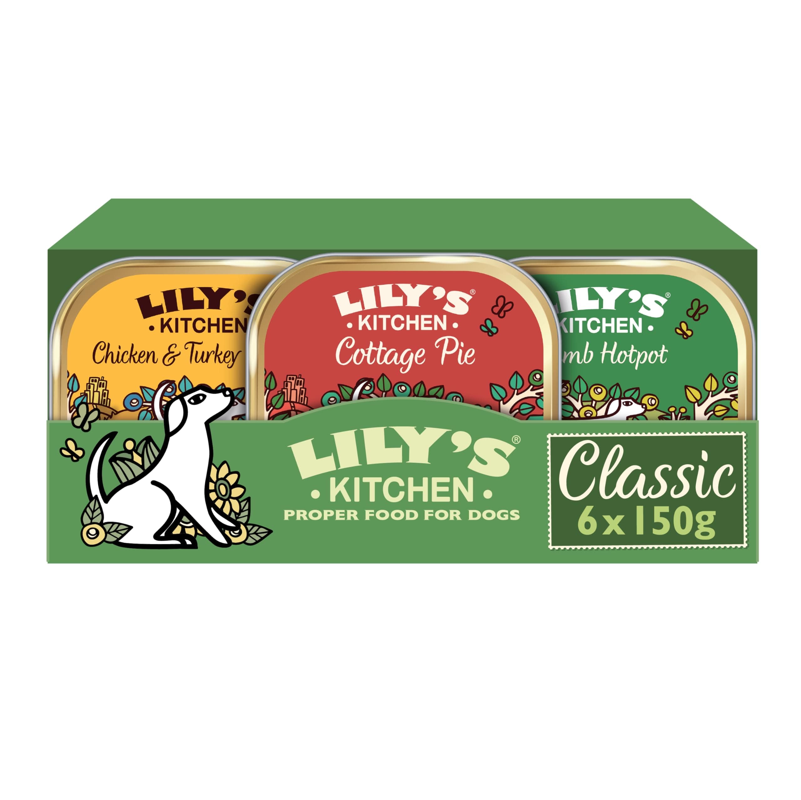 LILY'S KITCHEN Classic Recipe Multi-Pack Dog, 5.3 oz (150 g) x 6 Packs (3 Types, 2 of each)