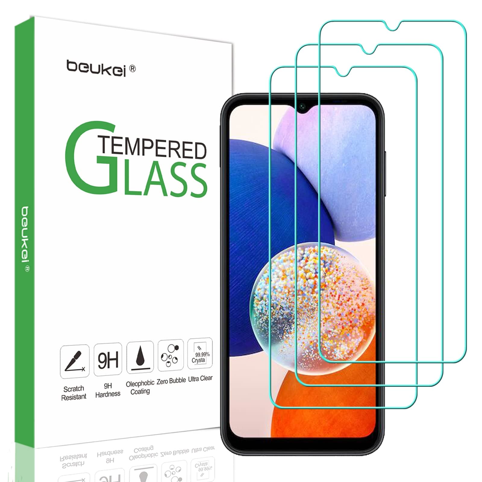 (3 Pack) Compatible for Samsung Galaxy A14 5G / Galaxy A14 Screen Protector Tempered Glass, Touch Sensitive,Case Friendly, 9H Hardness