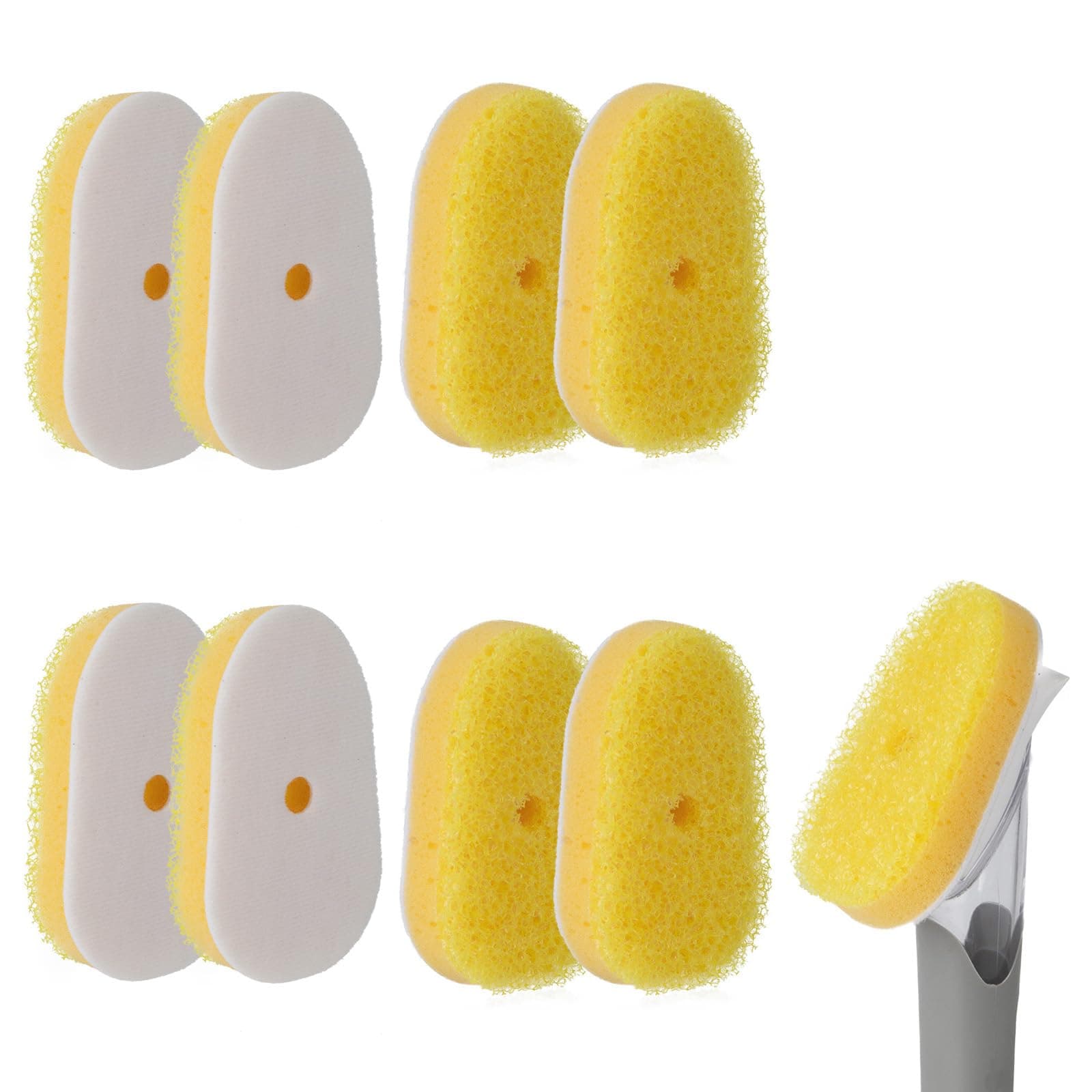 8 Packs Dish Wand Sponge Refills for Scrub Daddy Dish Daddy - Replacement Heads for Dish Sponges, Non Scratch Dish Washing Scrubbers, Ideal for Kitchen Cleaning, Yellow (Only Sponge Heads)