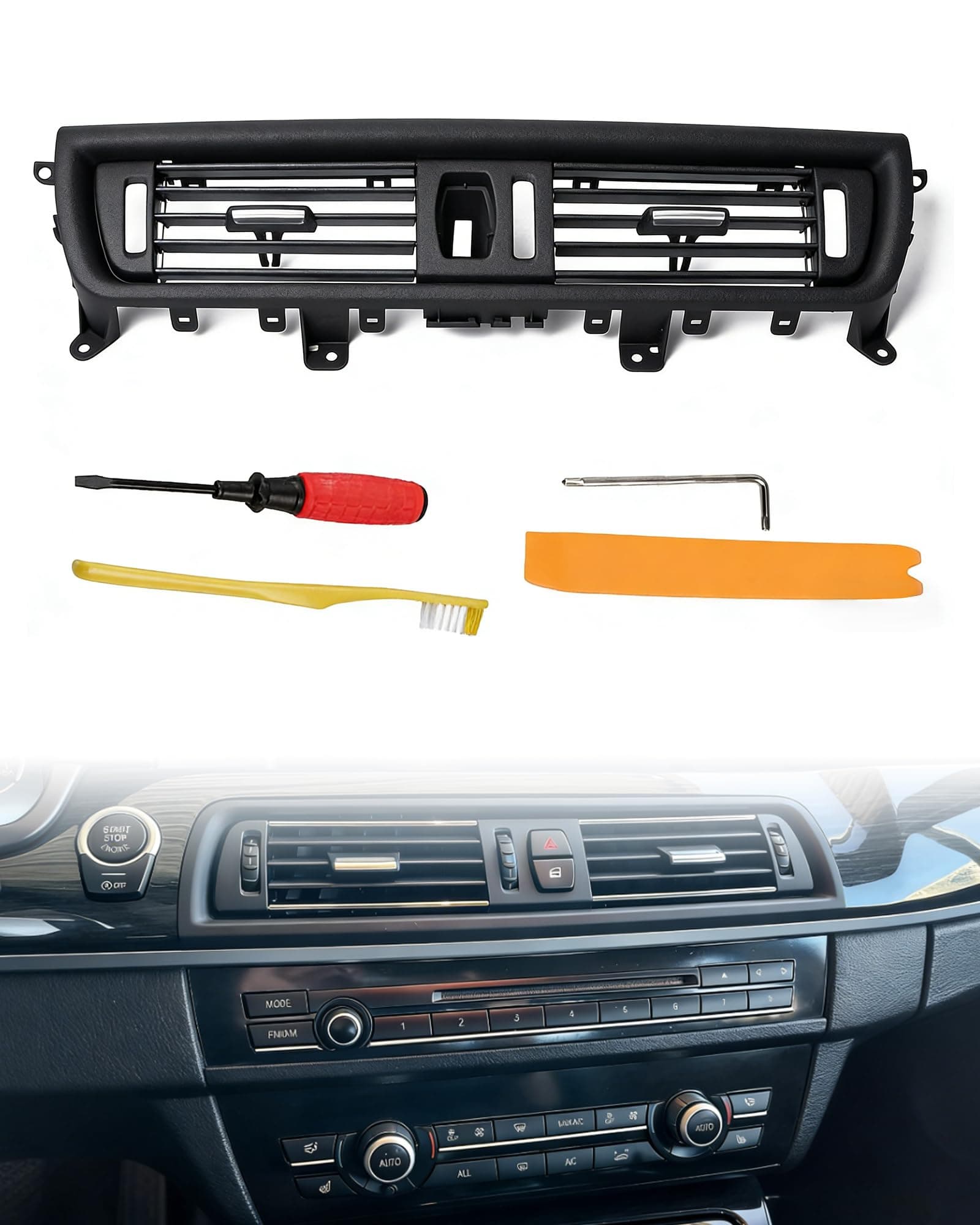 Front AC Vent Compatible with BMW 5 Series 520 523 525 528 530 535 550, Dashboard Center Air Conditioning Grilles for BMW F10 F18 (2010-2016)