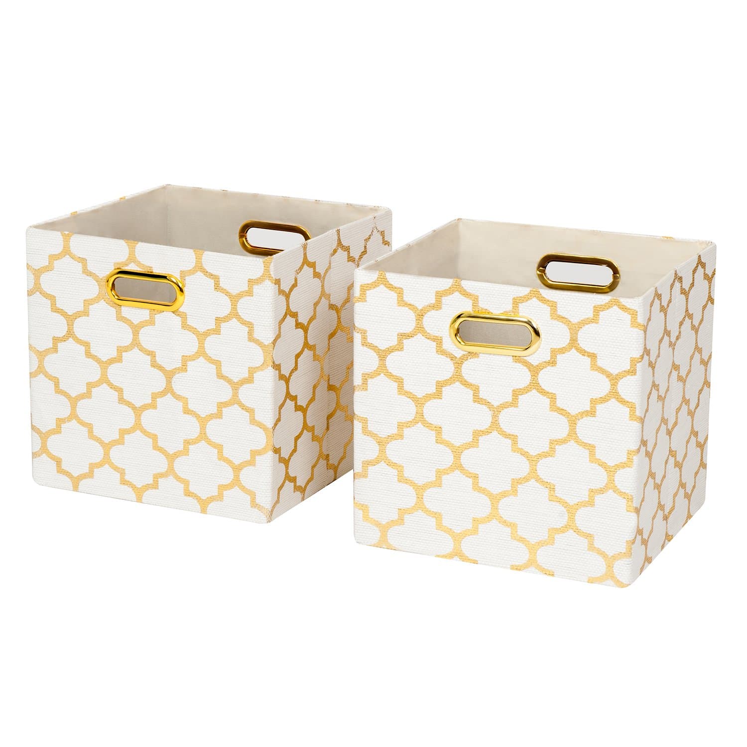 Posprica Collapsible Storage Cube Basket Bins, Fabric Organizer Containers Divide Boxes for Shelf,Drawers,Cabinet, Closet (Set of 2, White)
