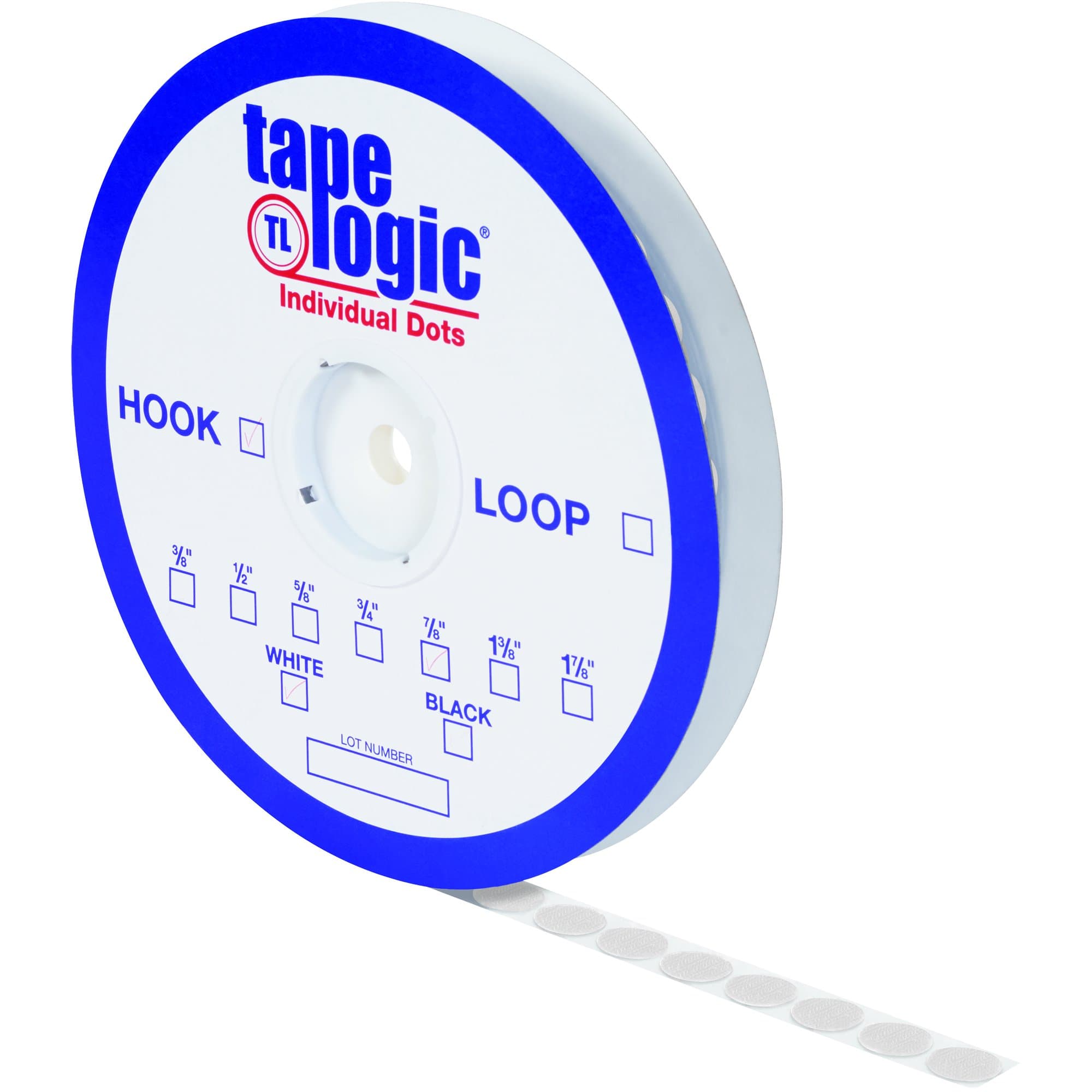 Aviditi Tape Logic Sticky Back Dots, 1/2 Inch Diameter, Hook, White, for Classroom Home and Office - Loop Sold Separately (1 Roll)