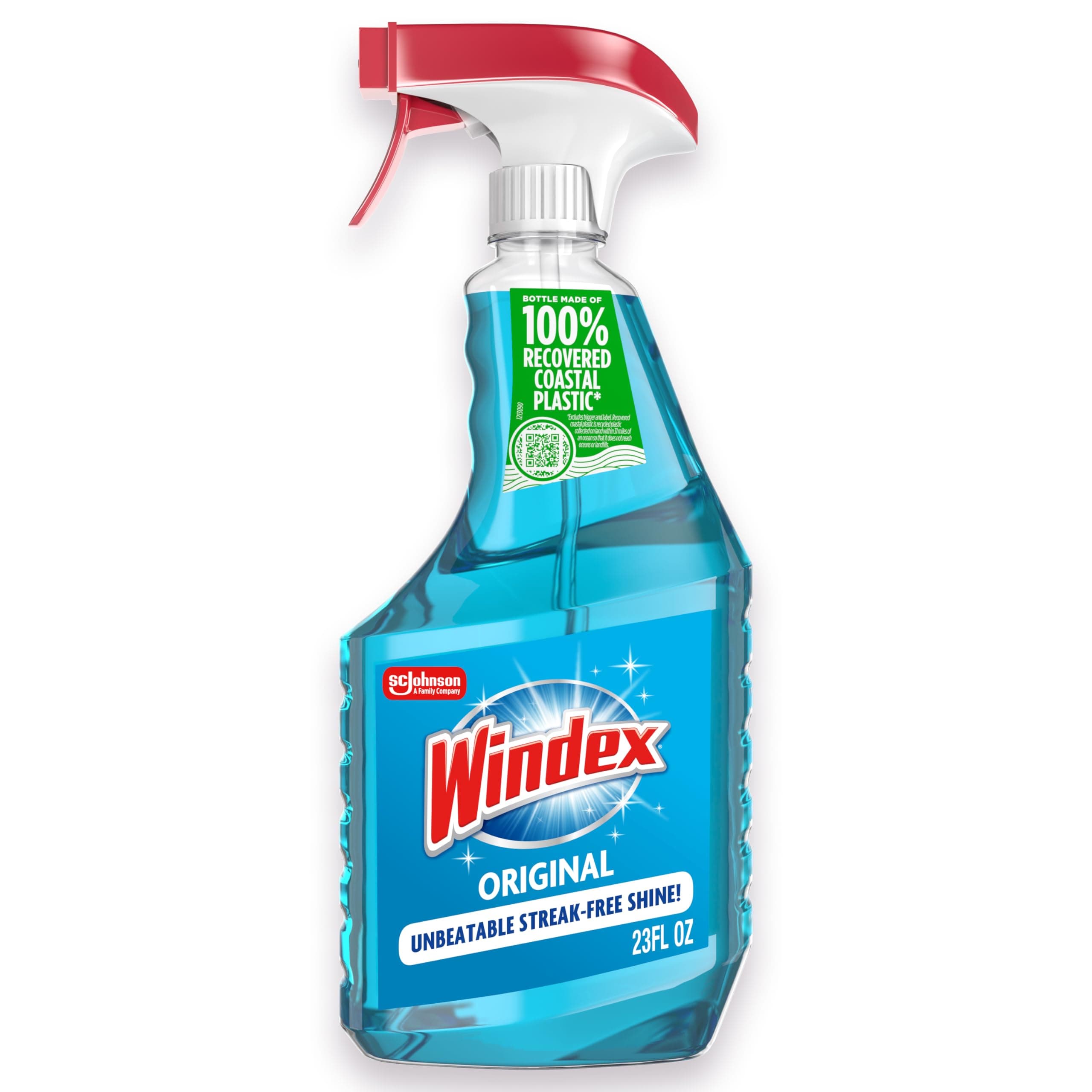 Windex Glass and Window Cleaner Spray Bottle, New Packaging Designed to Prevent Leakage and Breaking, Original Blue, 23 fl oz