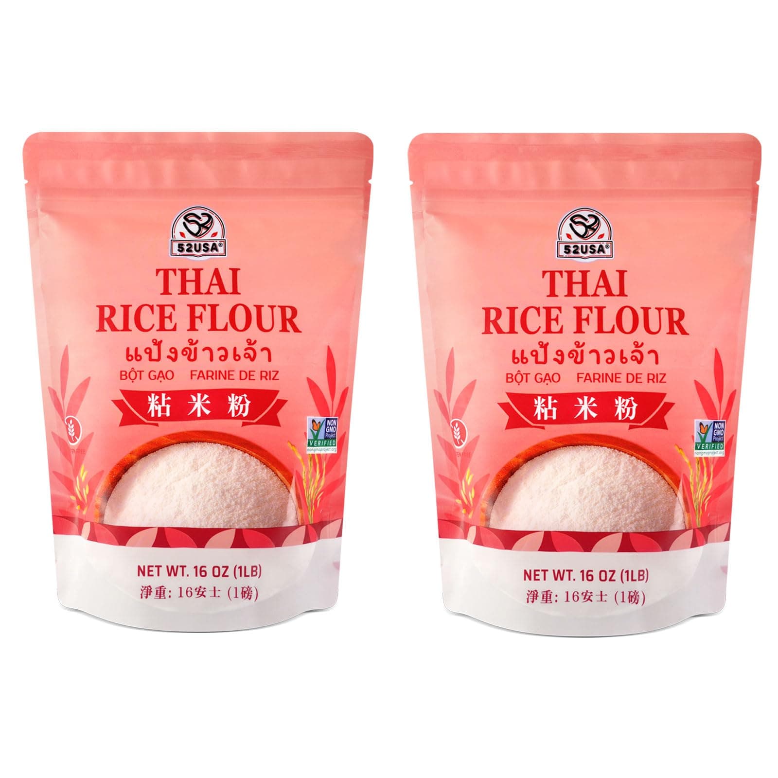 52USA Thai Rice Flour 32 Ounce (Basic), 2 Pound (Pack of 2), Rice Flour for Baking or Cooking, Product of Thailand, All Natural White Rice Flour, Vegan