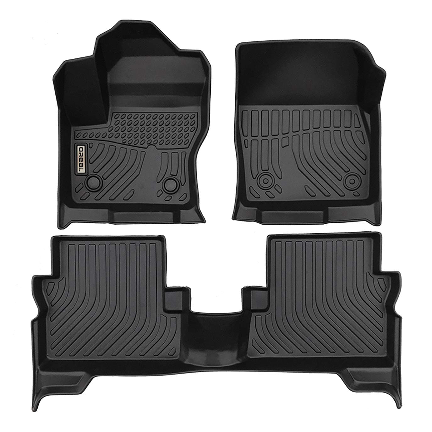 orealtrendBlack Floor Mats Liners Replacement for Ford Escape 2013 2014 2015 2016 2017 2018 2019 Heavy Duty All Weather Guard Front and Rear Car Carpet-Custom Fit-Tough Odorless