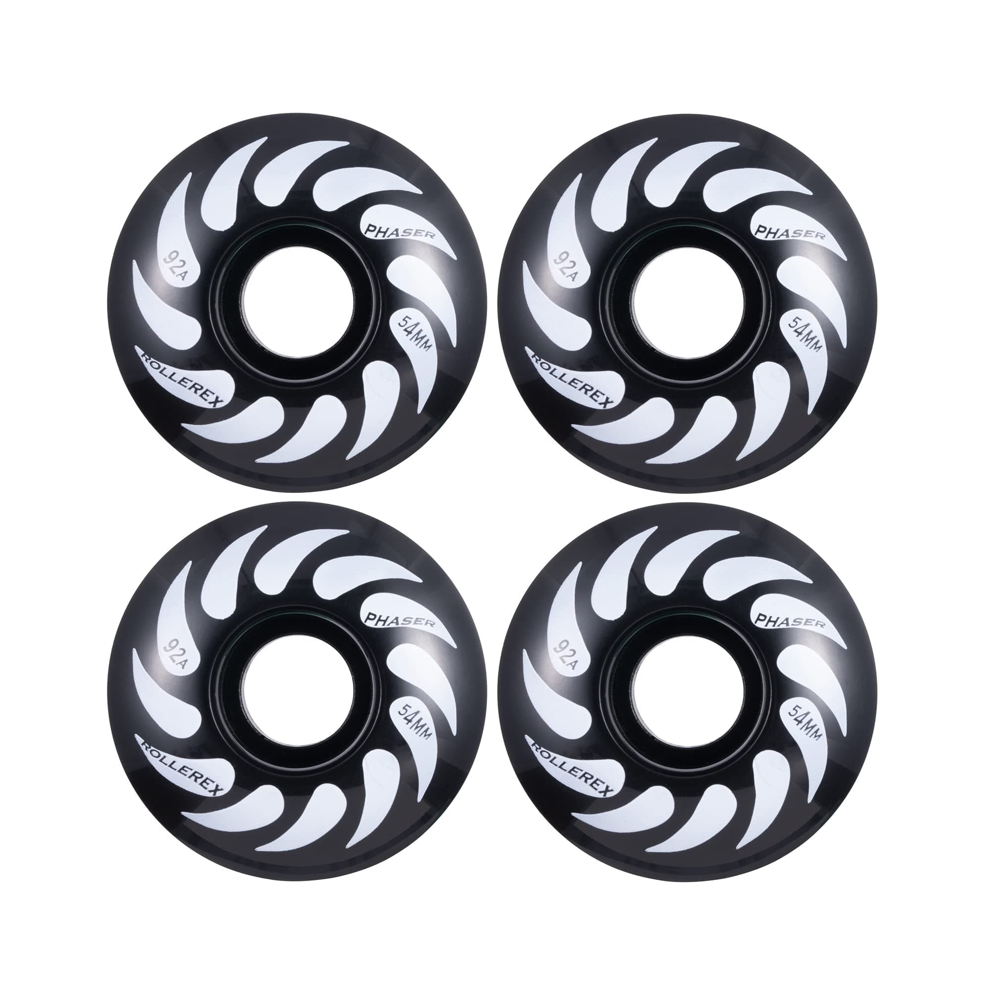 Rollerex Phaser 92A 54mm Skateboard Wheels 4-Pack with Optional Bearings Set – Durable 32mm Width Cruiser Wheels for Skateboards – Smooth Ride & Easy Installation