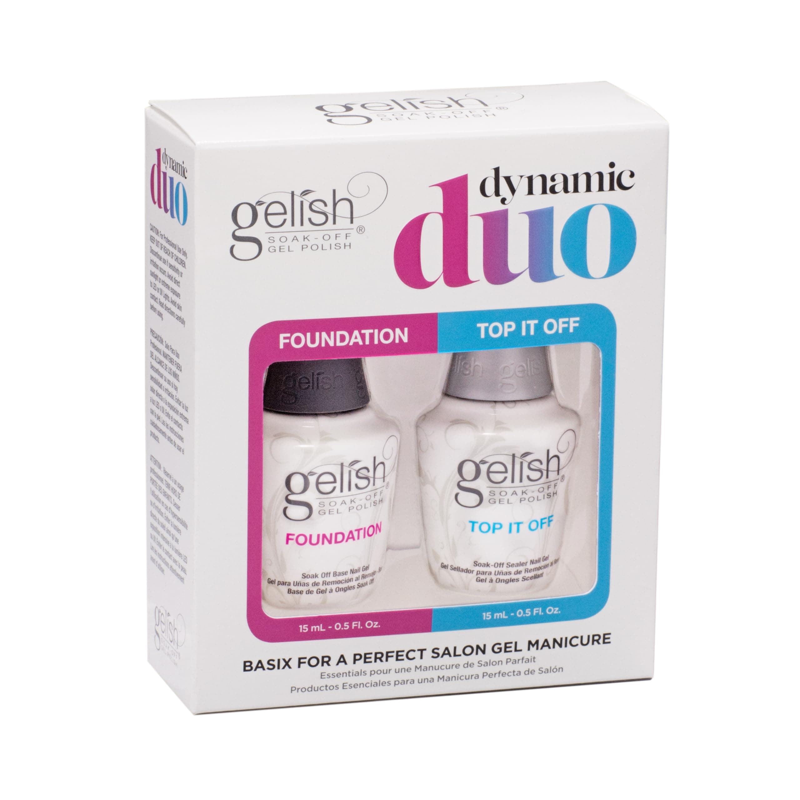 Gelish Dynamic Duo Foundation Base and Top It Soak off Gel Nail Polish
