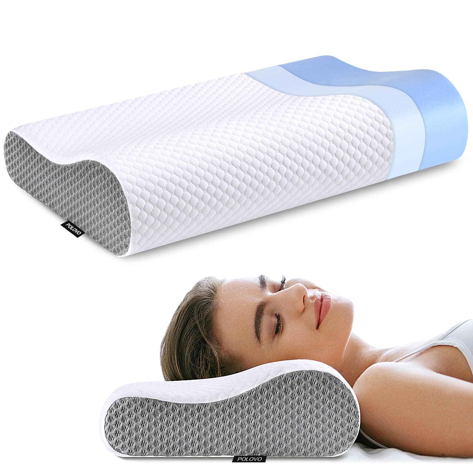 Neck Pillow Memory Foam for Pain Relief Bed Pillow for Sleeping, Ergonomic Orthopedic Cervical for Neck and Shoulder Pain, Side Back Stomach Sleeper