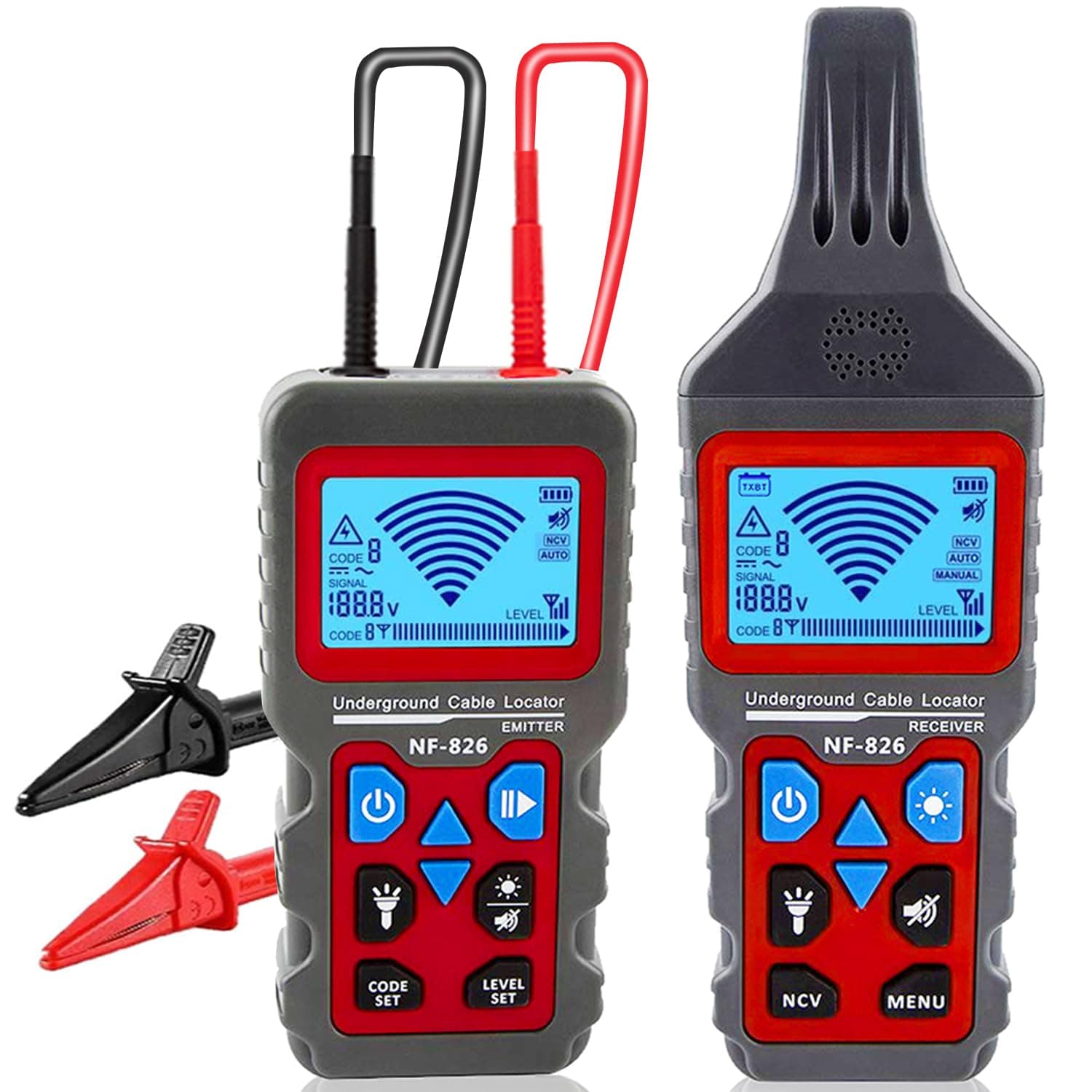 NOYAFA nf-826 Underground Cable Locator, Wire Tracking Detector, wall and Underground Pipeline Wire Detector. Fuse, Switch, Short Circuit Breaker Fault Finder/Rechargeable Underground Wire Detector